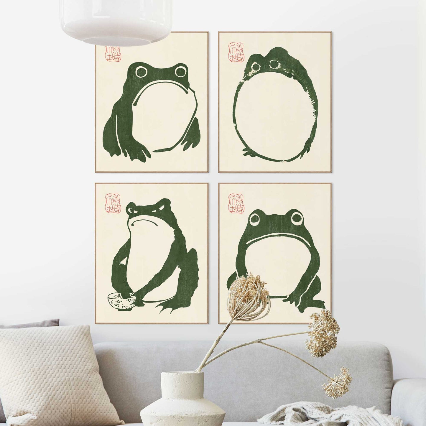 Framed Poster Japanese Frogs 50x40