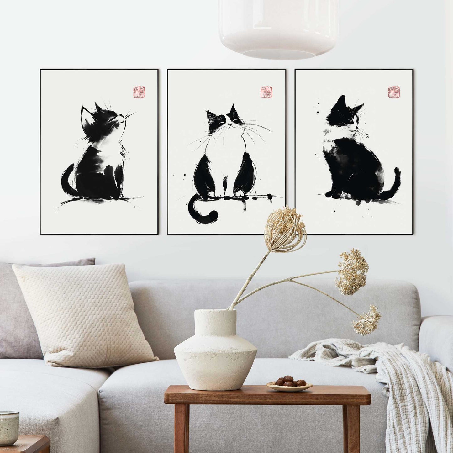 Framed Poster Zen Cats 70x50