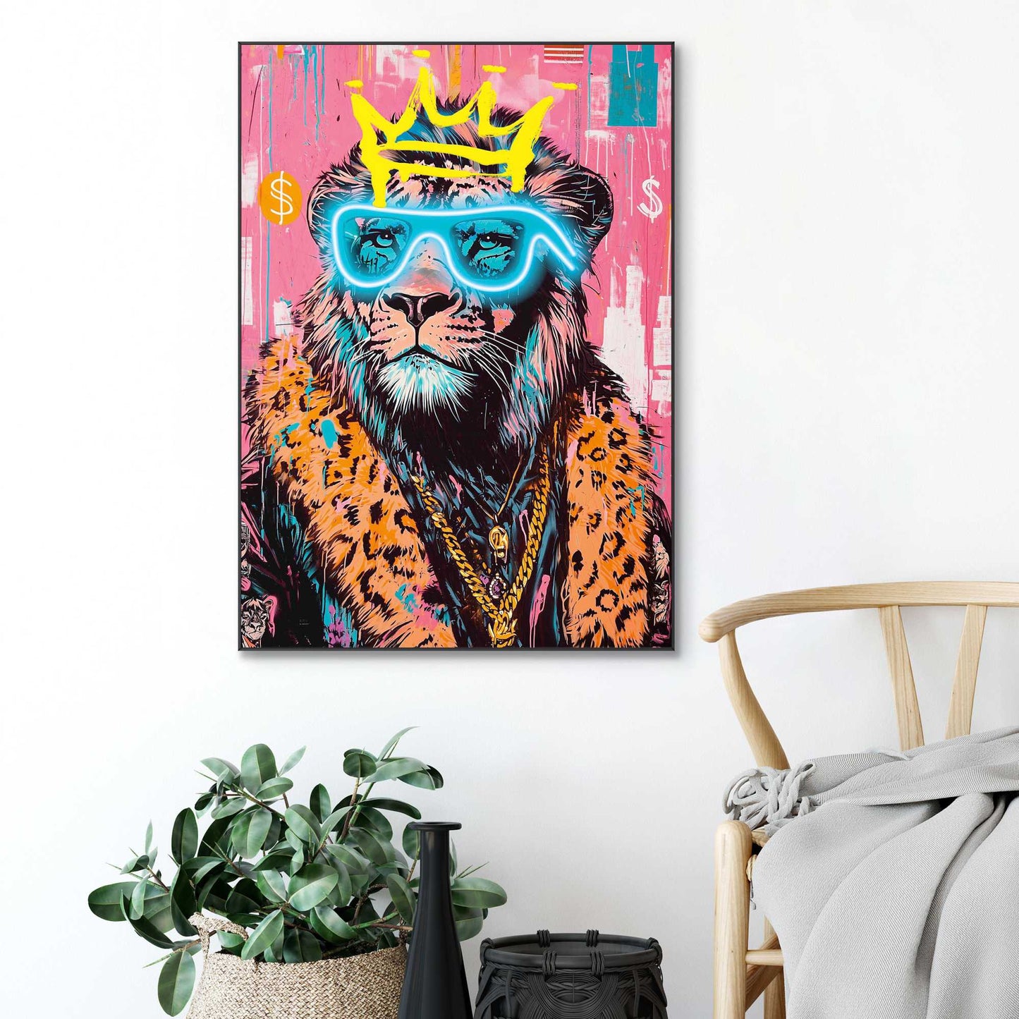 Framed Poster Neon King 70x50