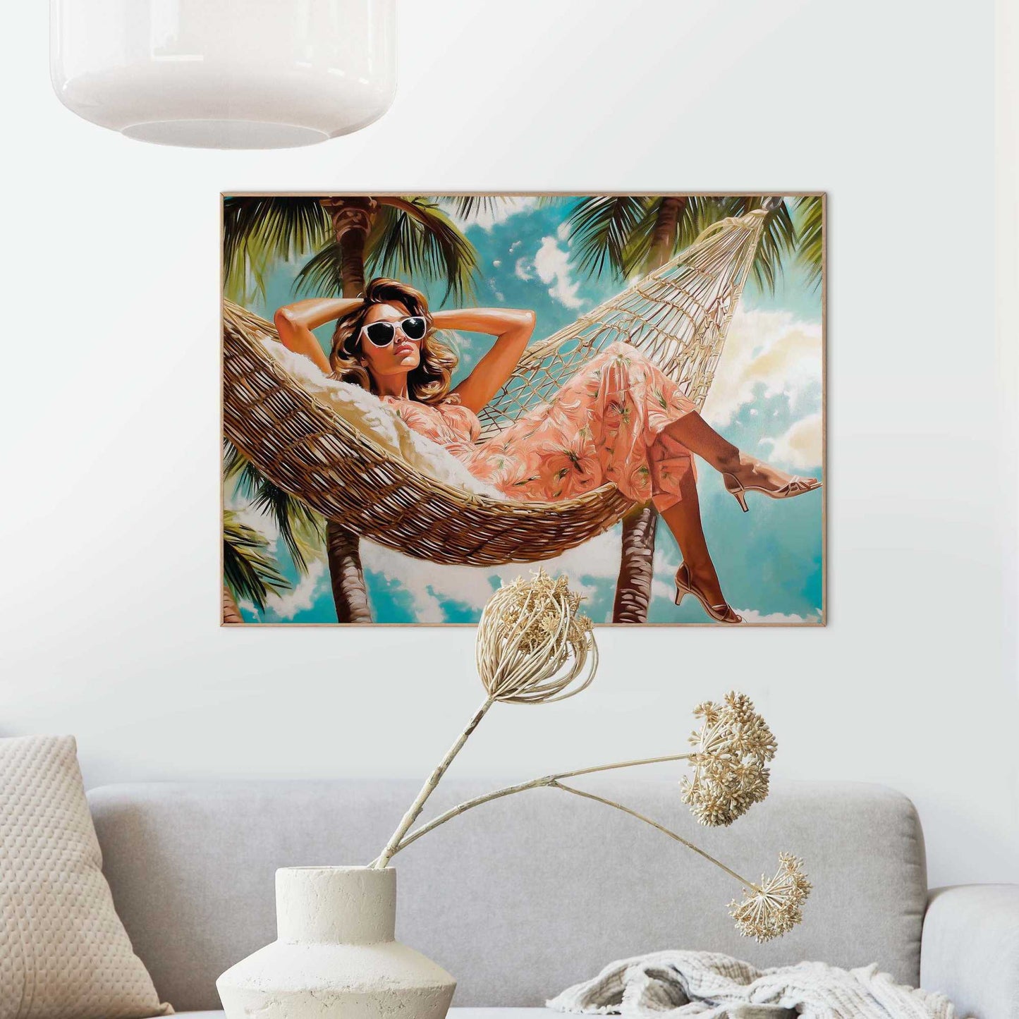 Framed Poster Vintage Hammock Lady 50x70