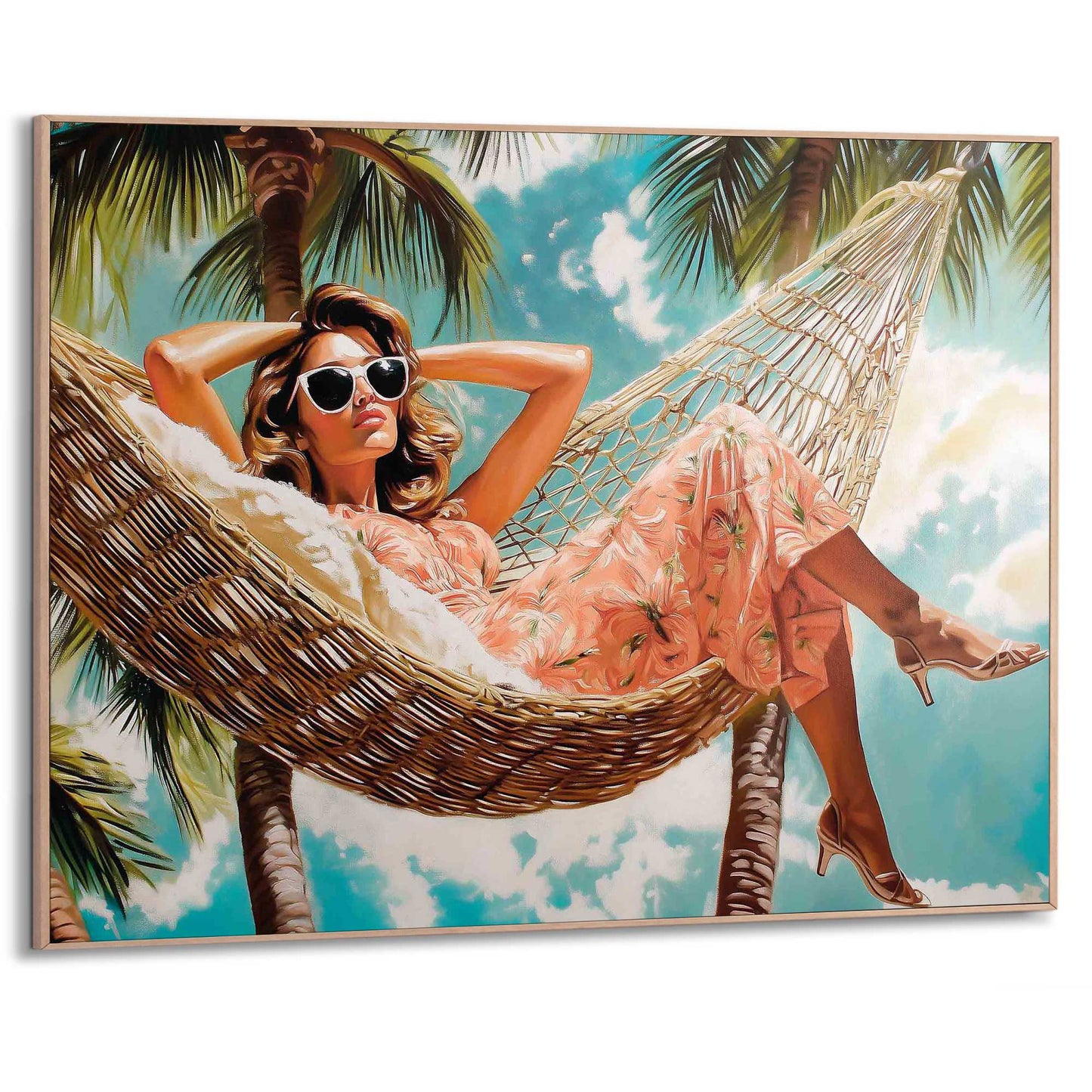 Framed Poster Vintage Hammock Lady 50x70