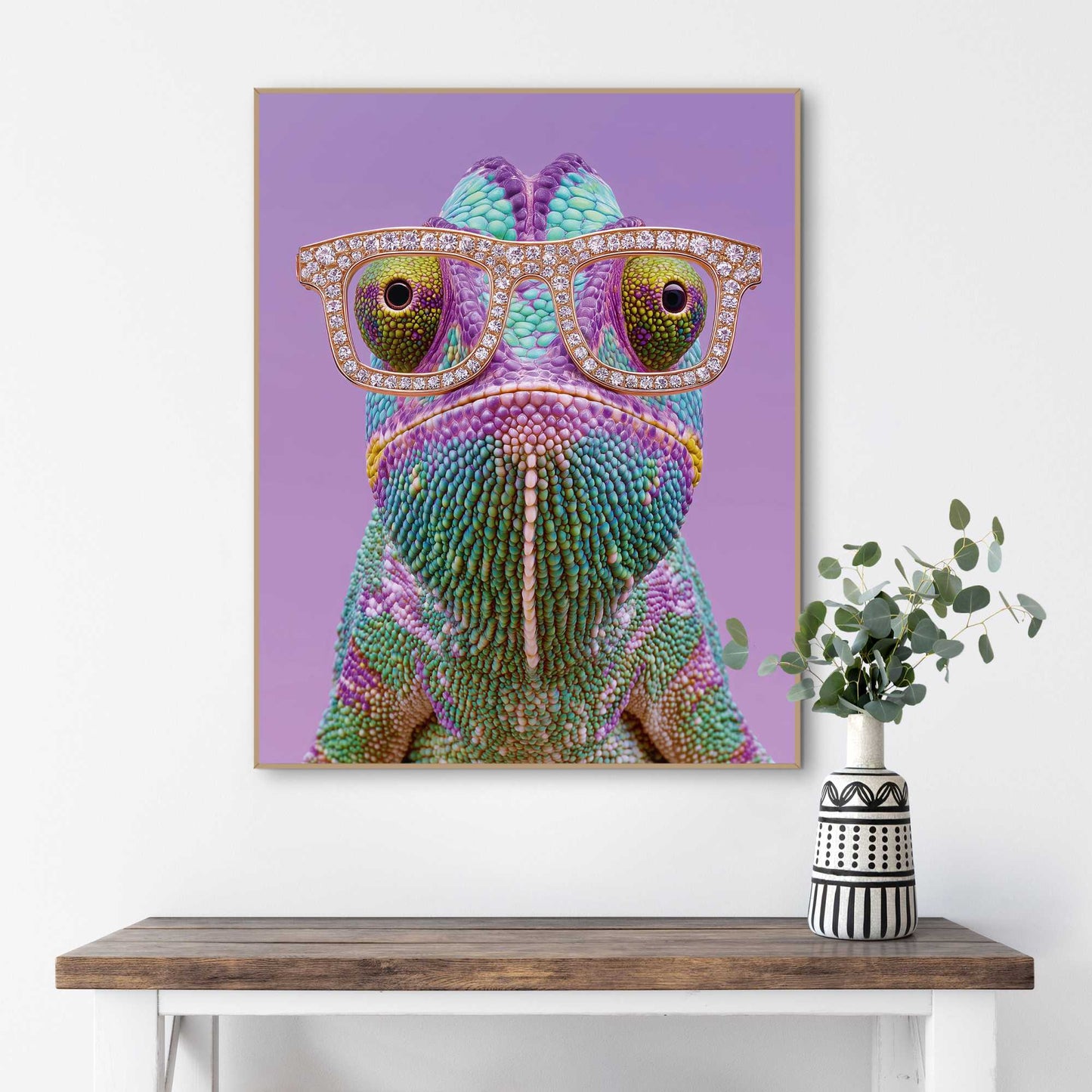 Framed Poster Yellow Karma Chameleon 50x40
