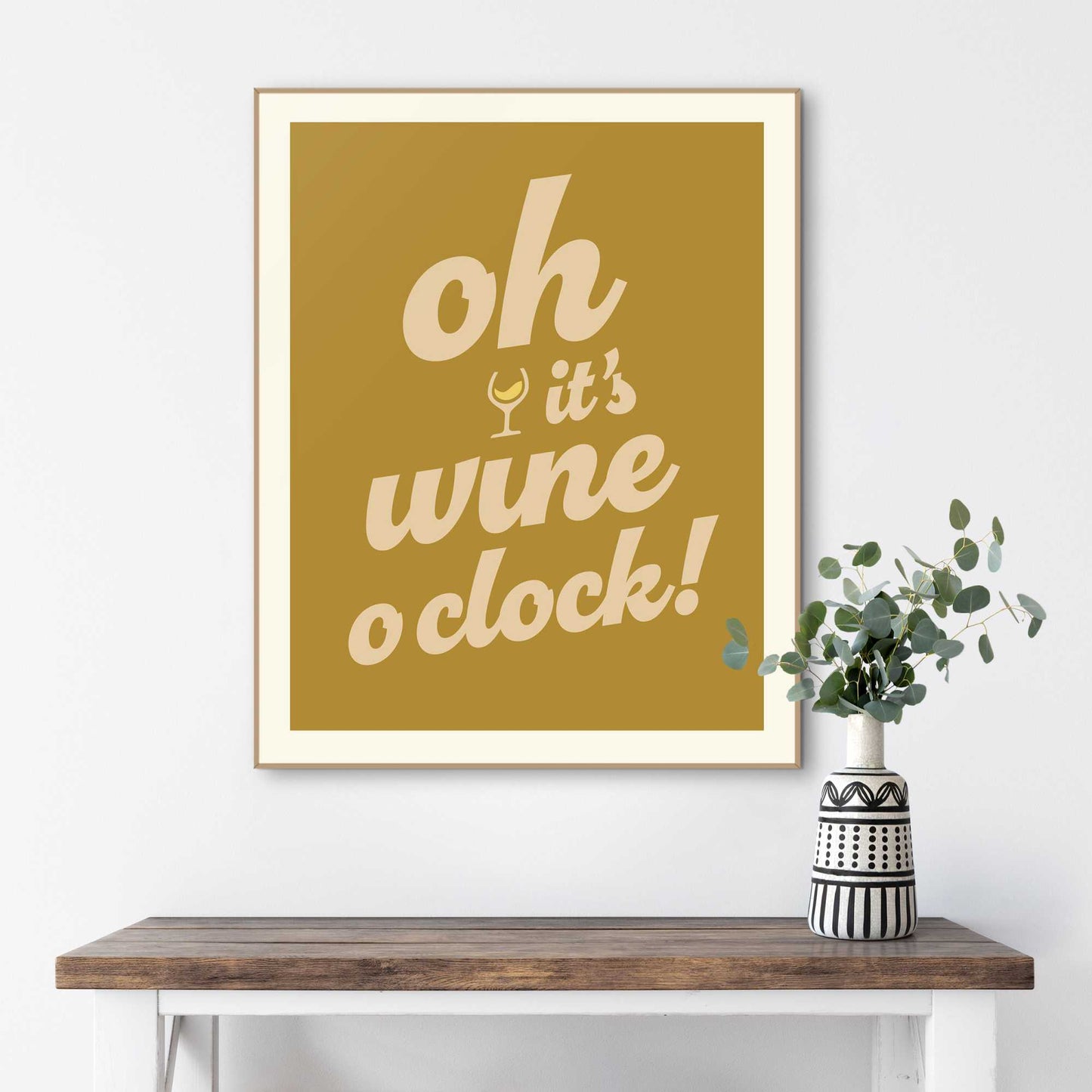 Framed Poster Wine O'Clock - mustard 50x40