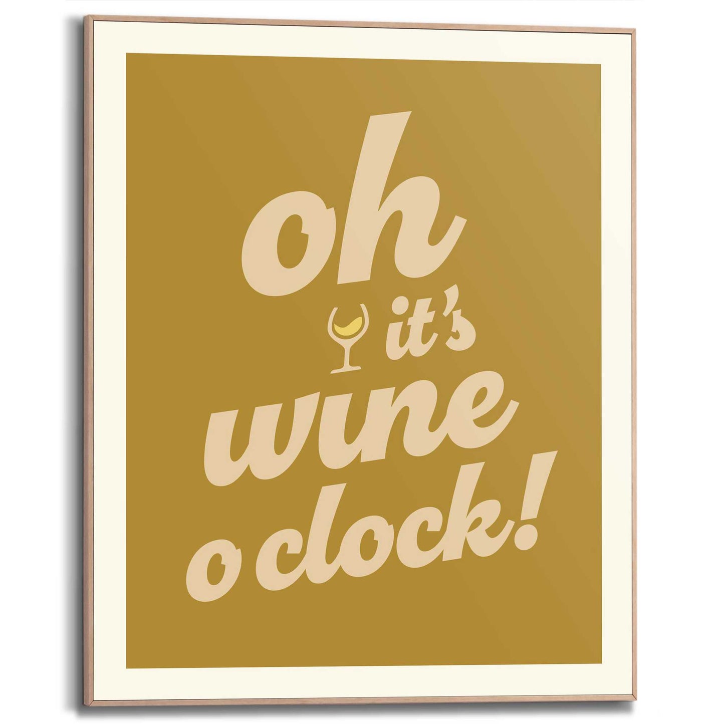 Framed Poster Wine O'Clock - mustard 50x40