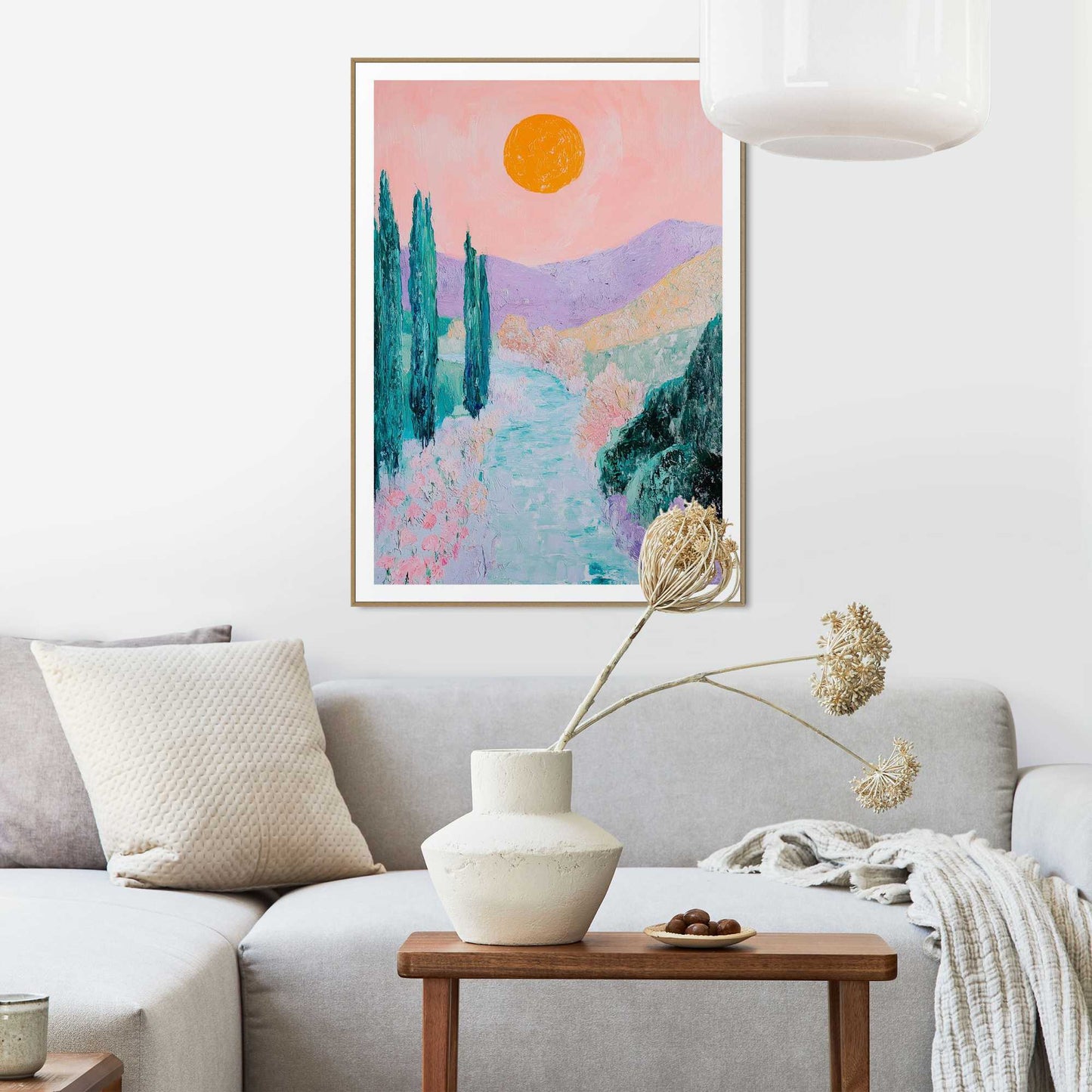 Framed Poster Retro Sunset Path 70x50