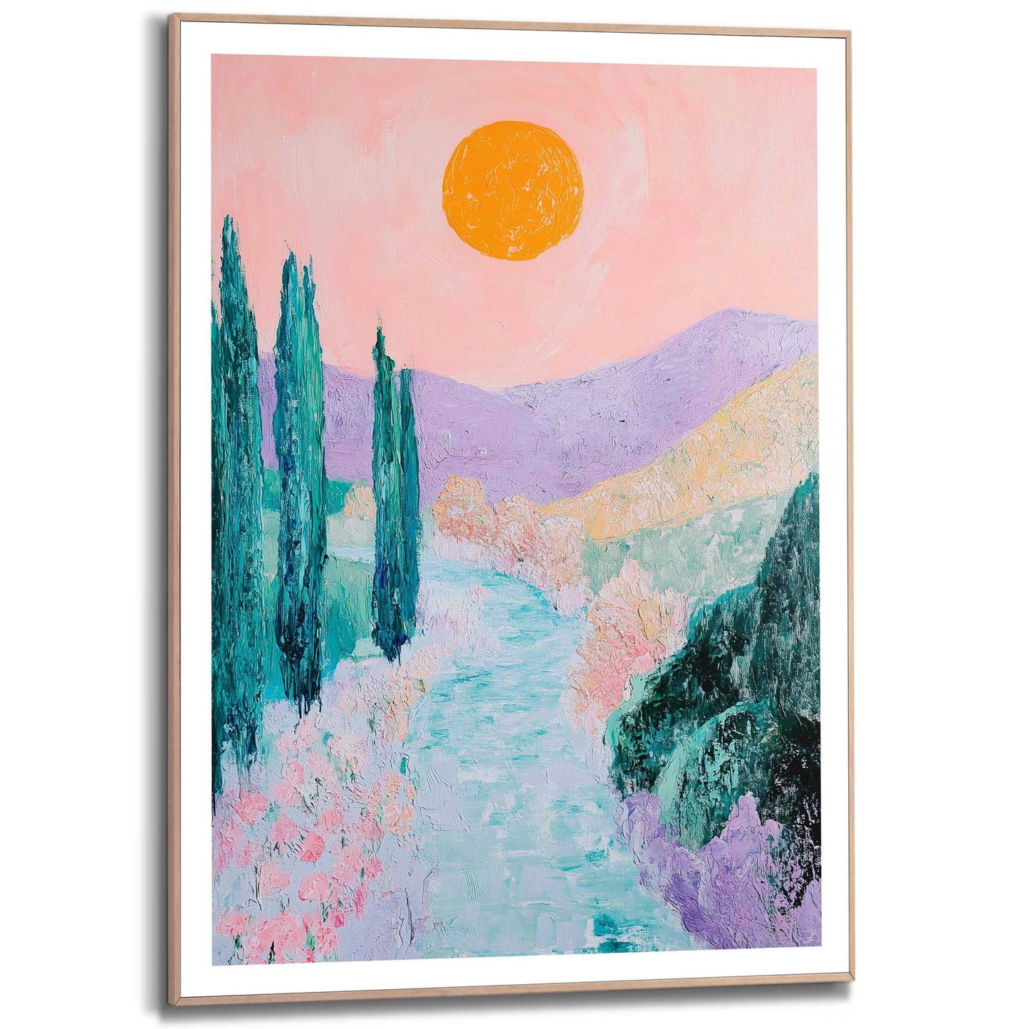 Framed Poster Retro Sunset Path 70x50