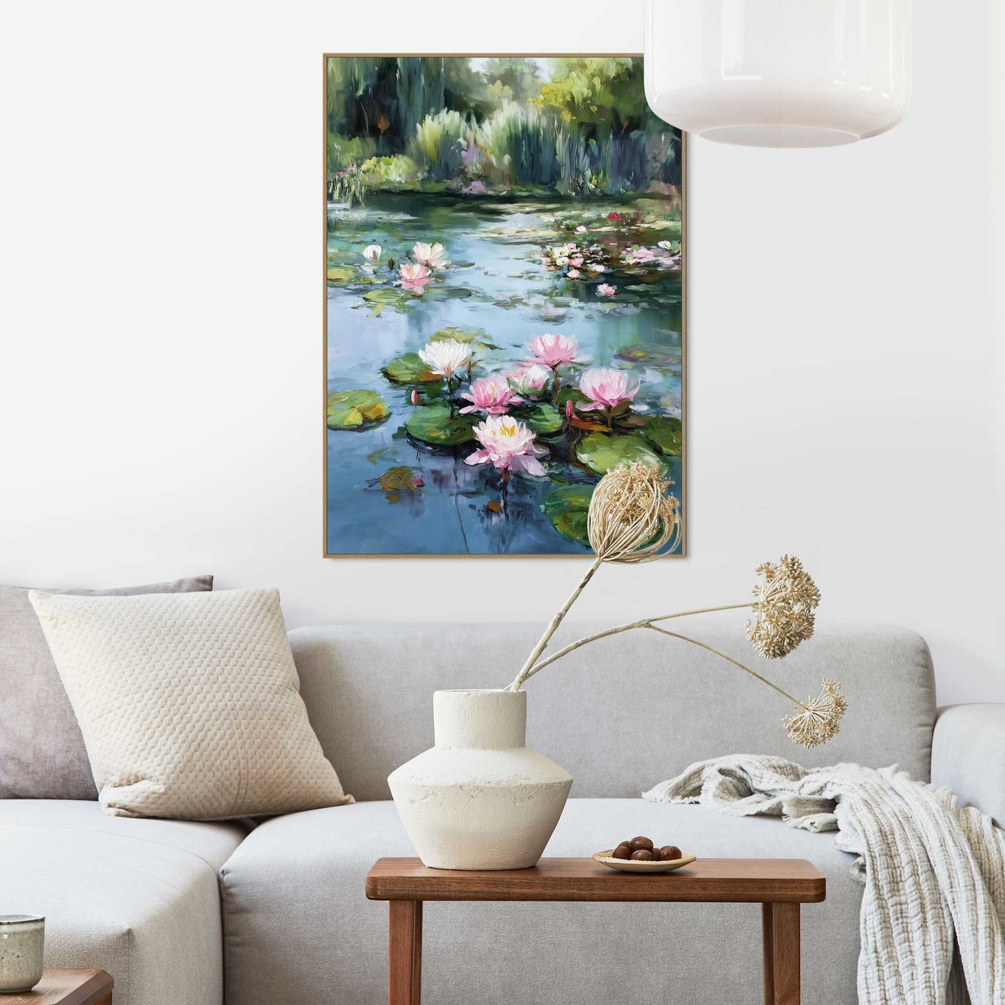 Framed Poster Floating waterlillies 70x50