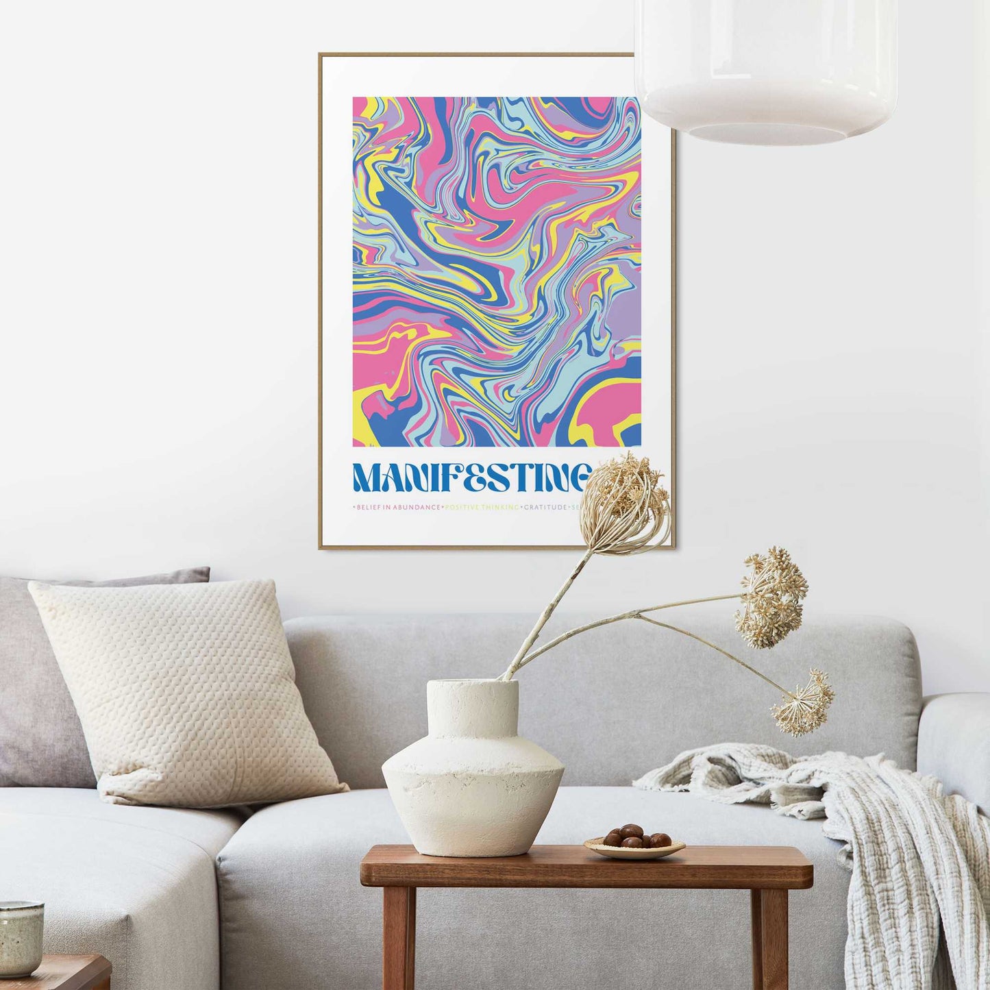 Framed Poster Positive waves only 70x50