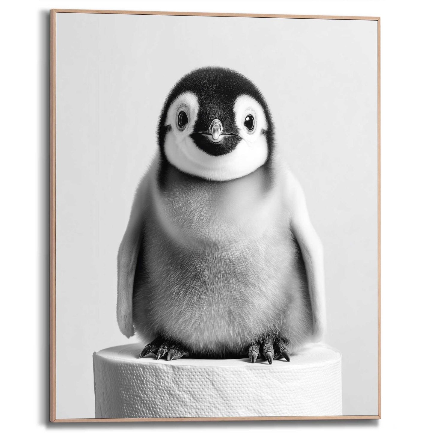 Framed Poster Penguin on a roll 50x40