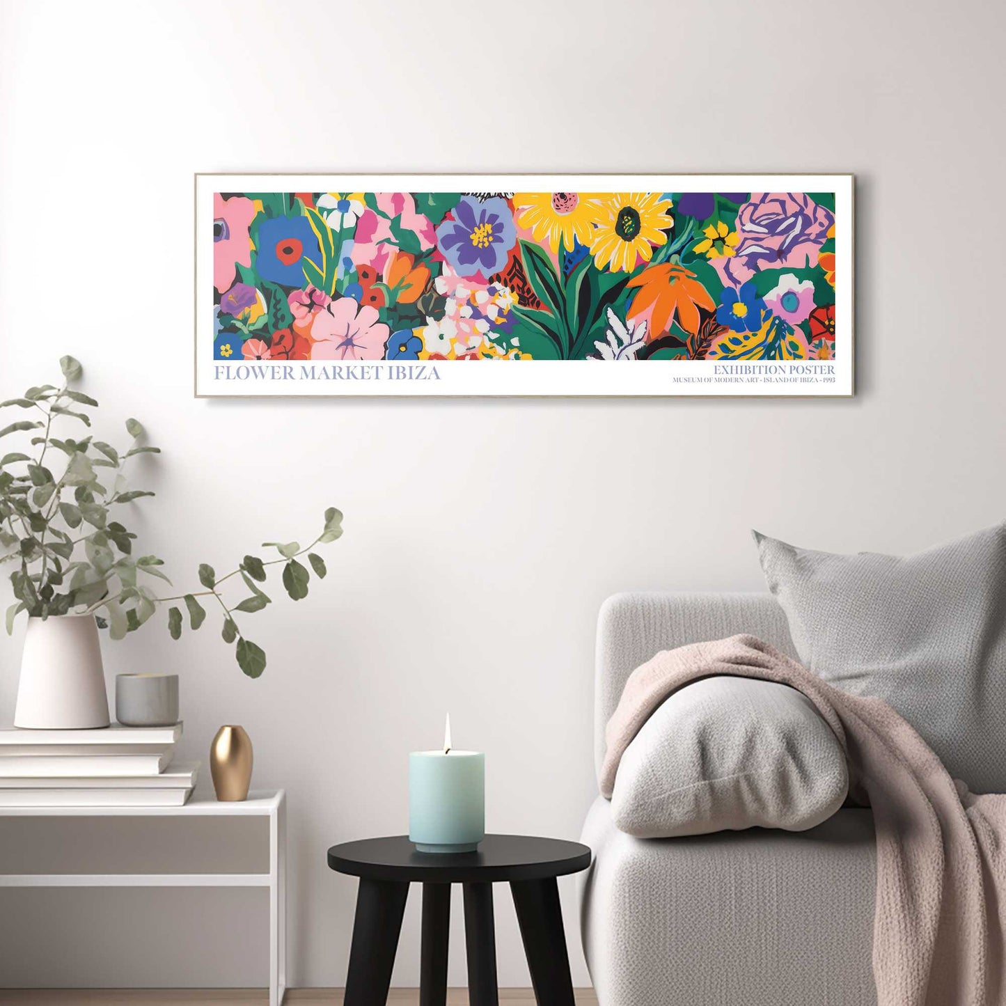 Wall Art Panel Flower market Ibiza 30x90