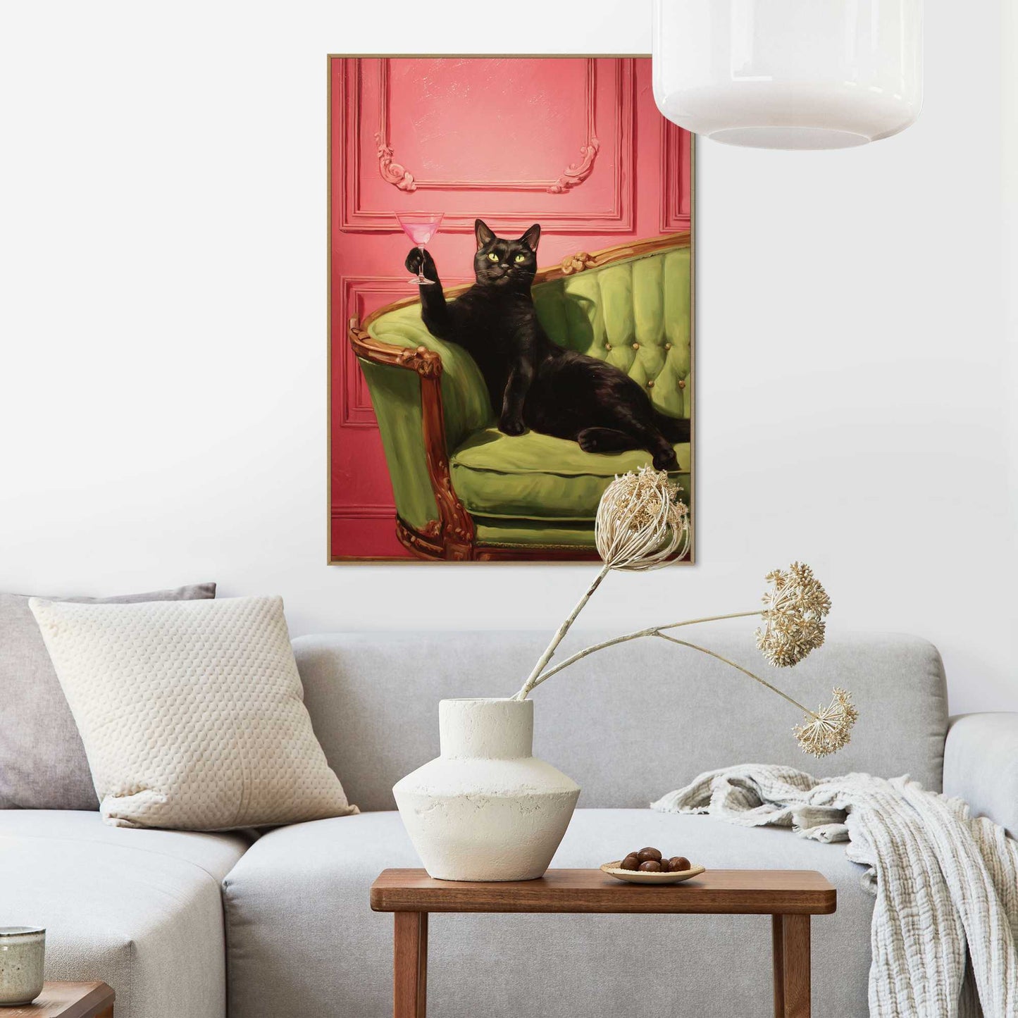 Framed Poster A toast from the cat 70x50