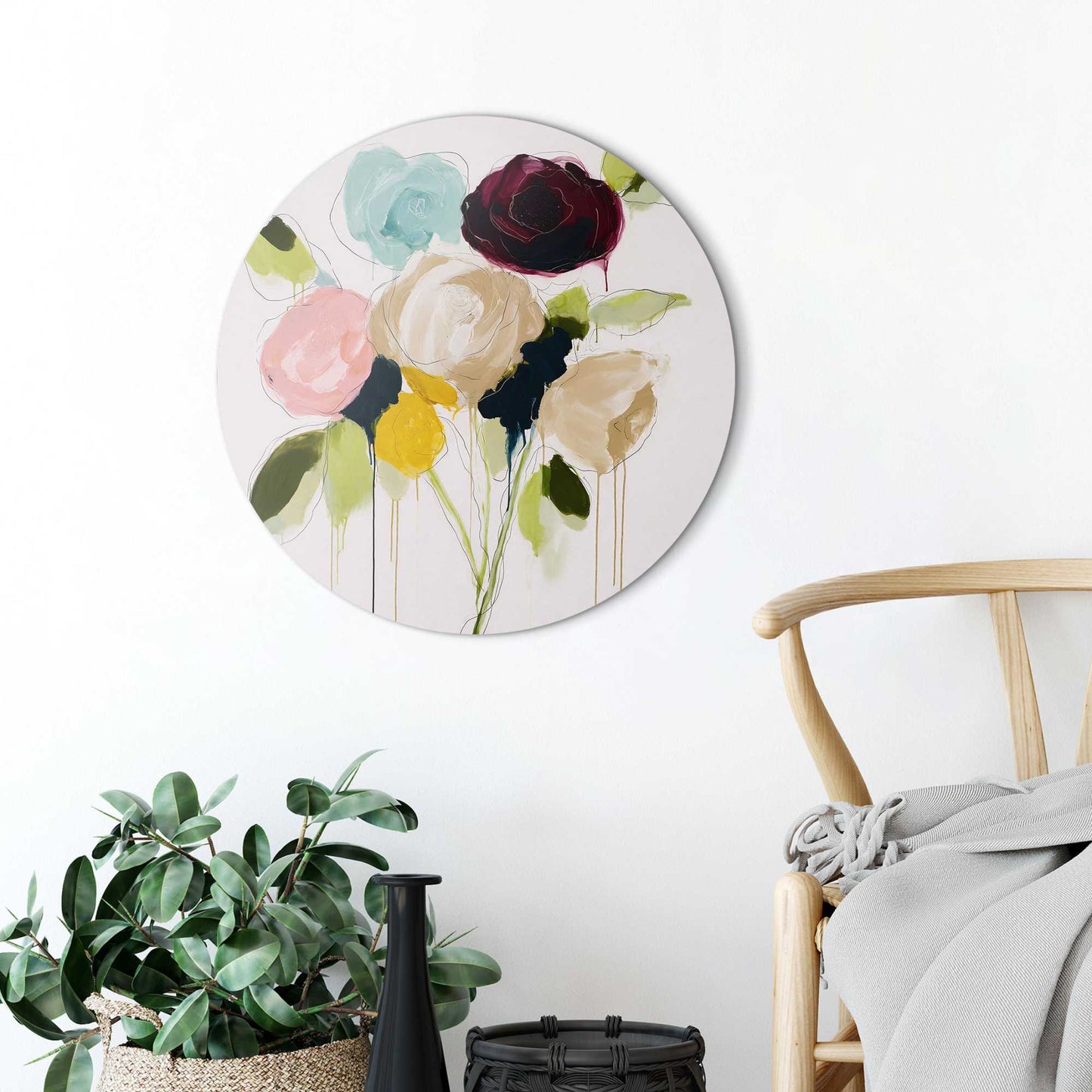 Circle Art Autumn flowers 50x50