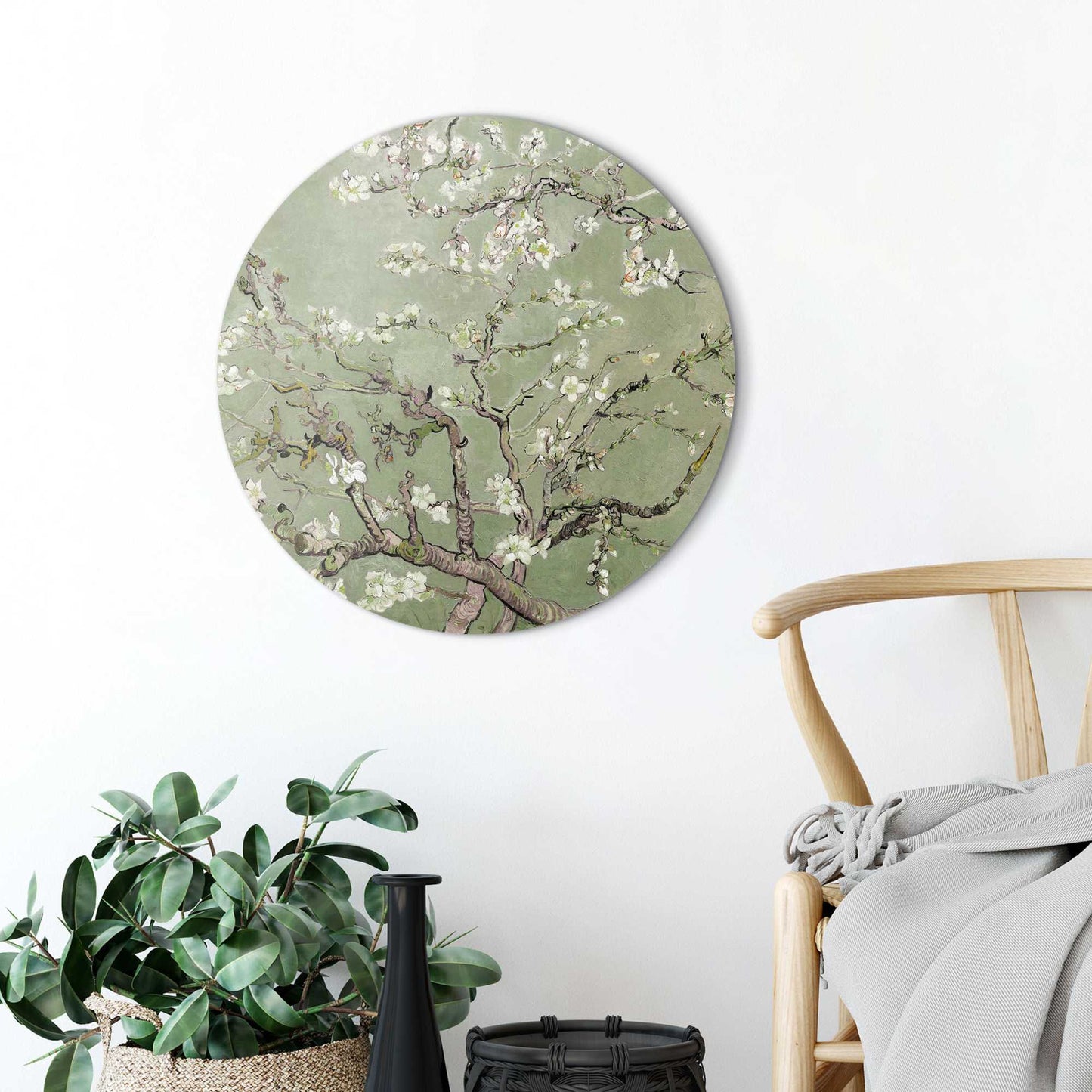Circle Art Almondblossom green by Van Gogh 50x50