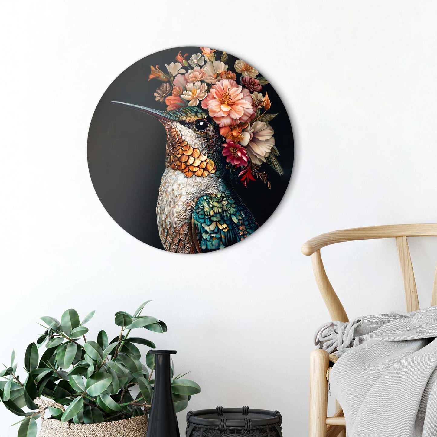 Circle Art Spring hummingbird 50x50