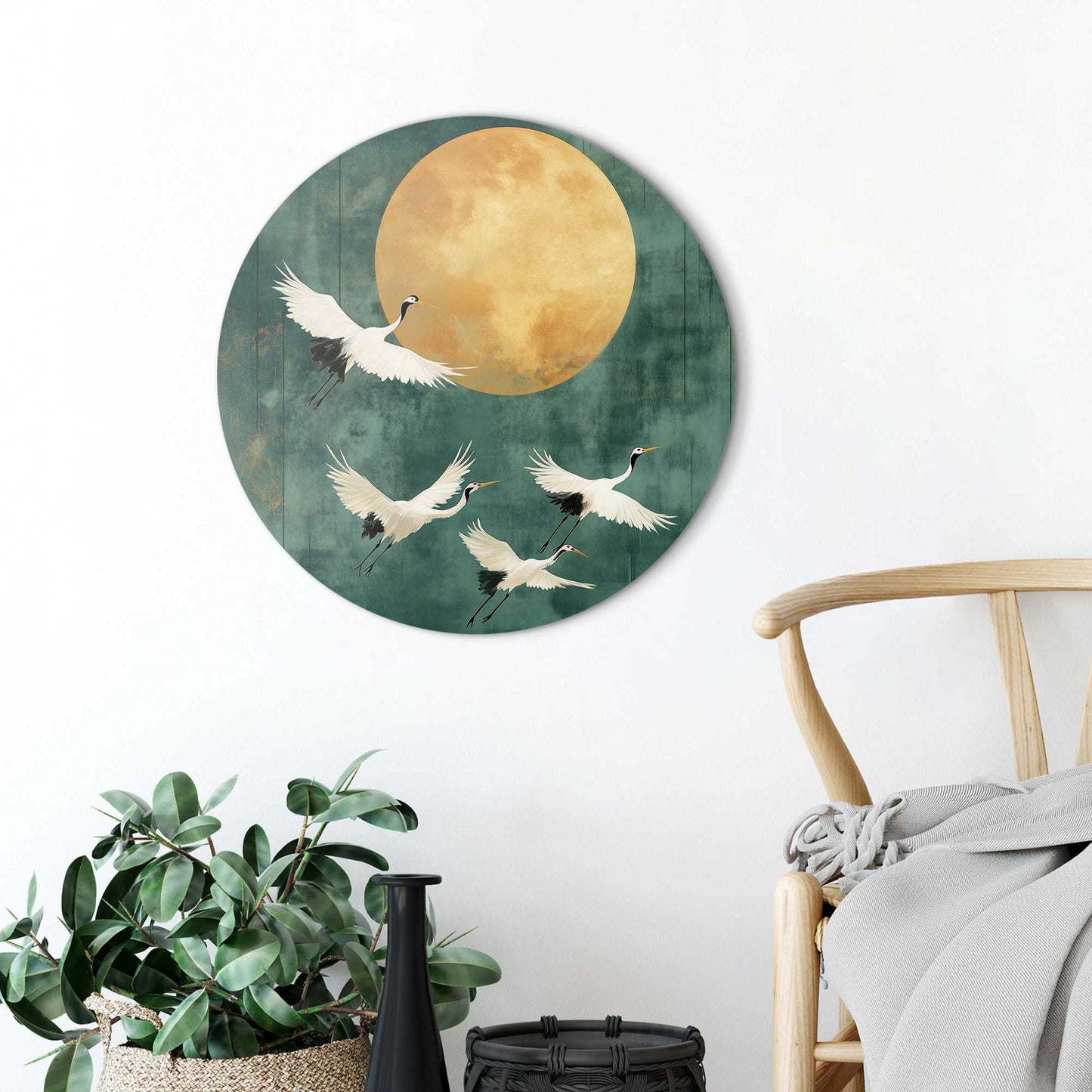 Circle Art Cranes at night 50x50