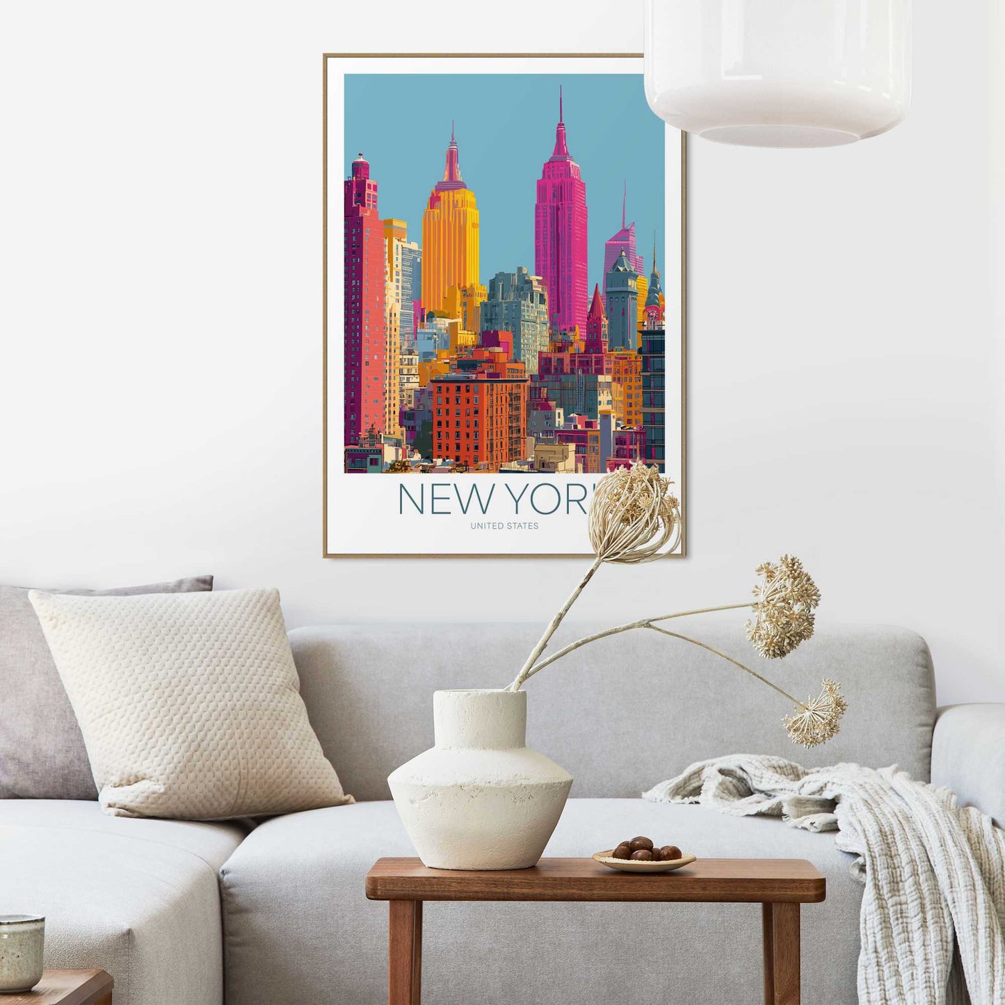 Framed Poster Colourful buildings in New York 70x50