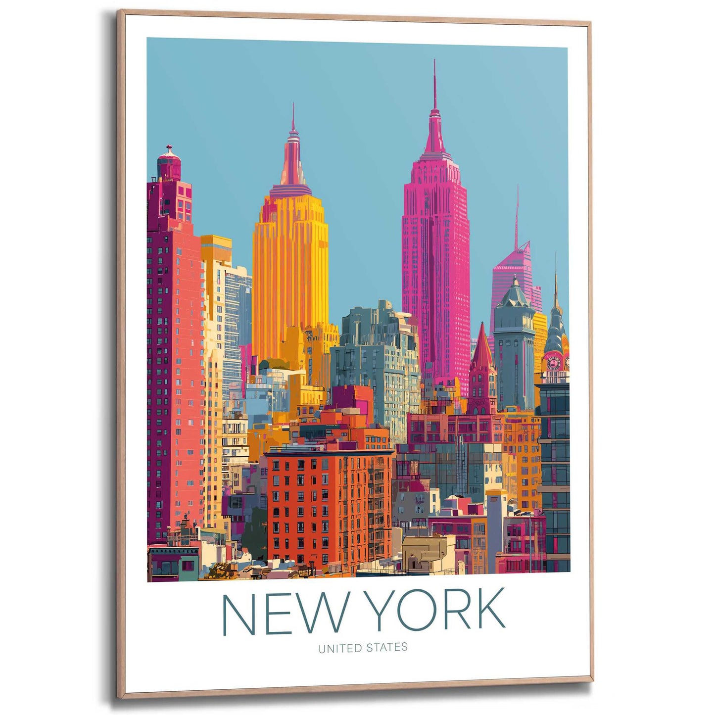 Framed Poster Colourful buildings in New York 70x50