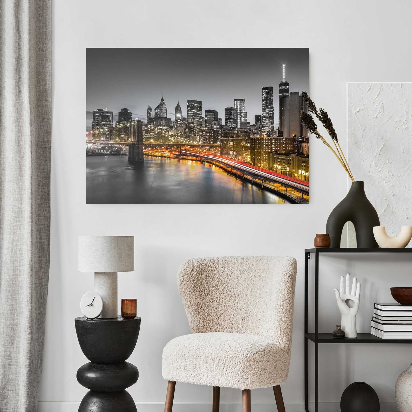Plexiglass New York skyline at night 70x100