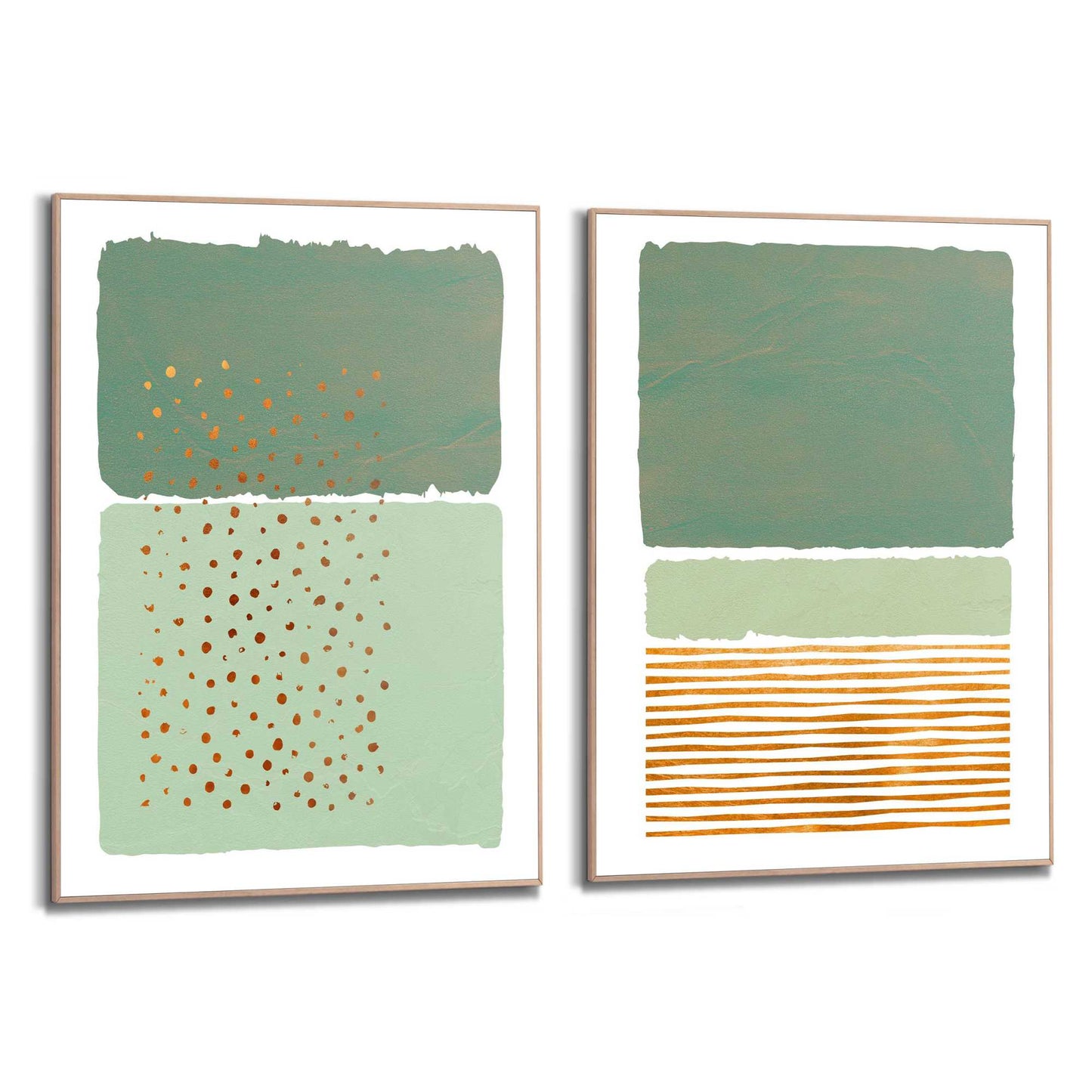 Framed Poster Abstract gold and green 70x50