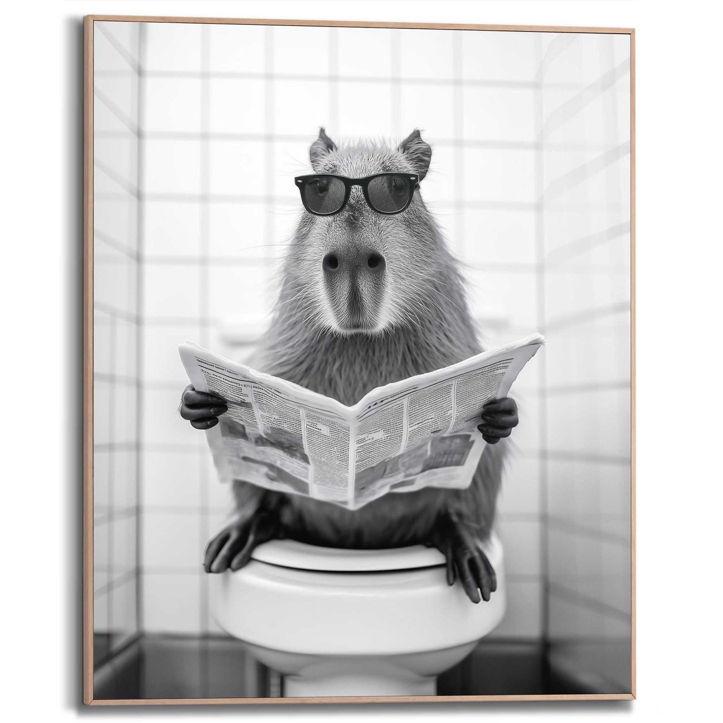 Framed Poster Capybara sitting on the toilet 50x40