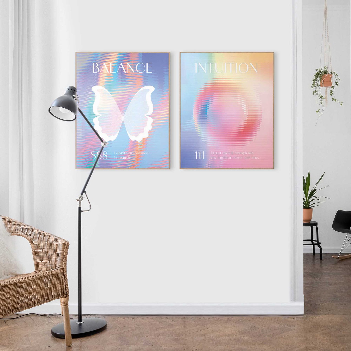 Framed Poster Angel numbers balance and intuition 50x40