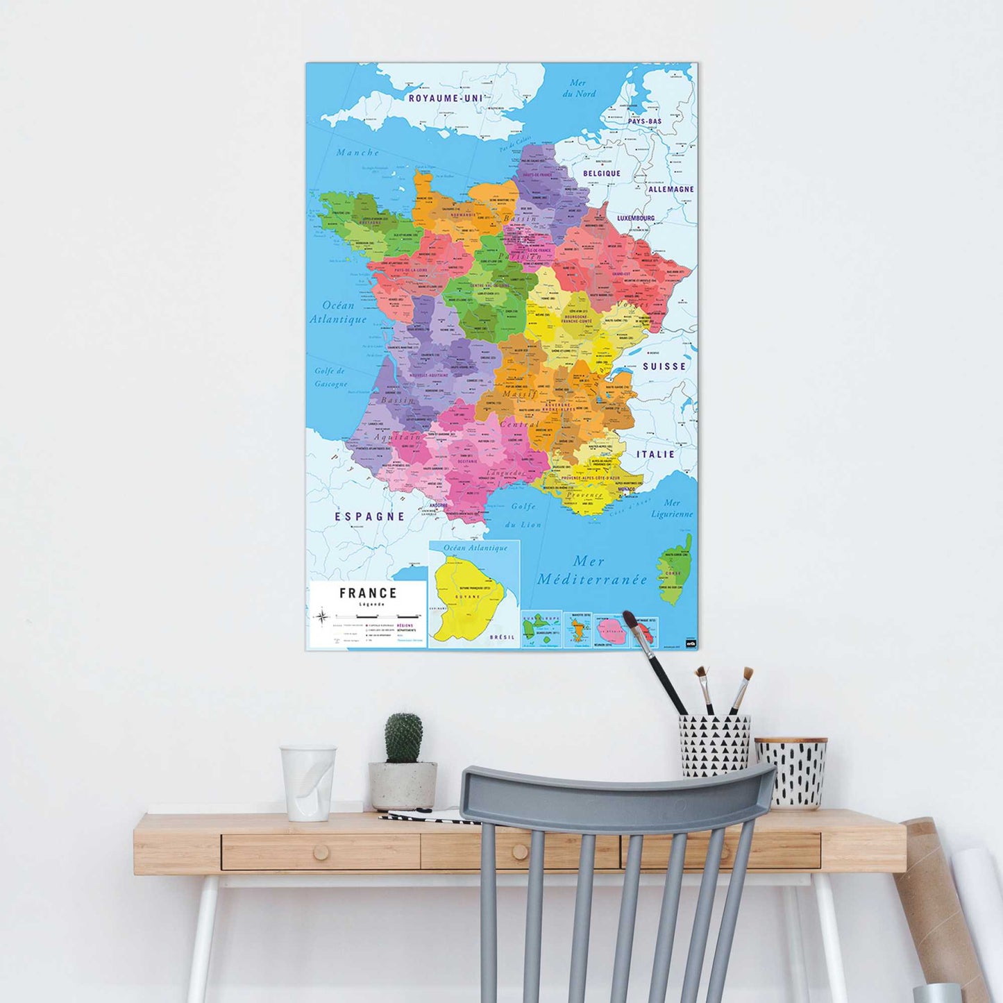 Wall Art Panel Map of France 90x60