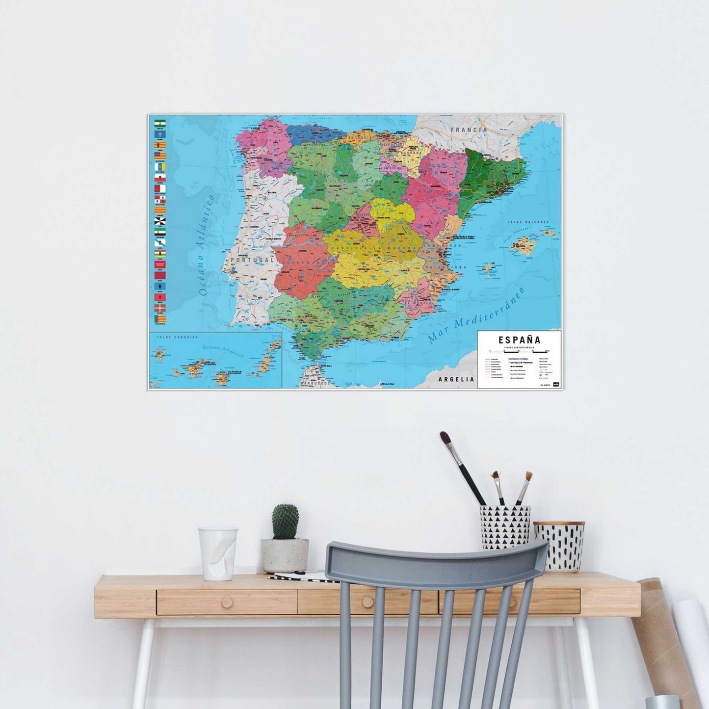 Wall Art Panel Map of Spain 60x90