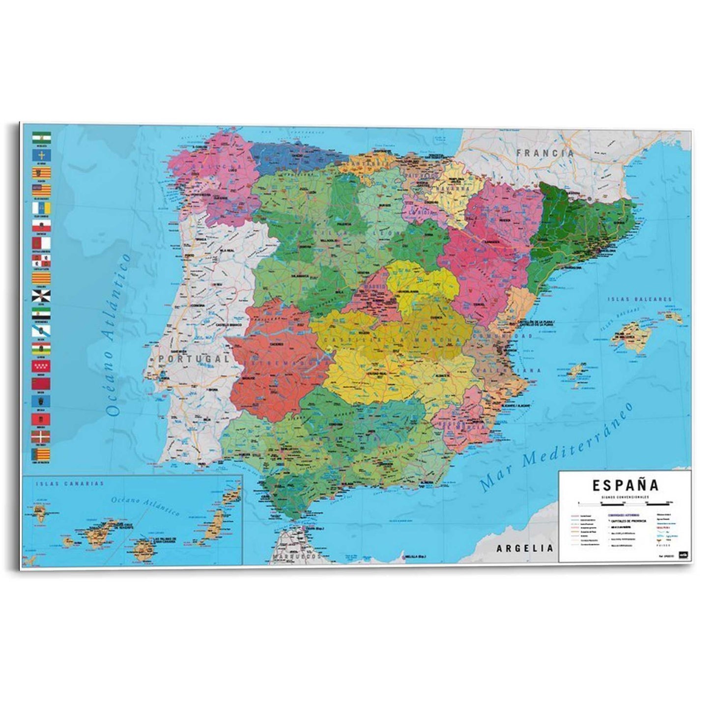 Wall Art Panel Map of Spain 60x90