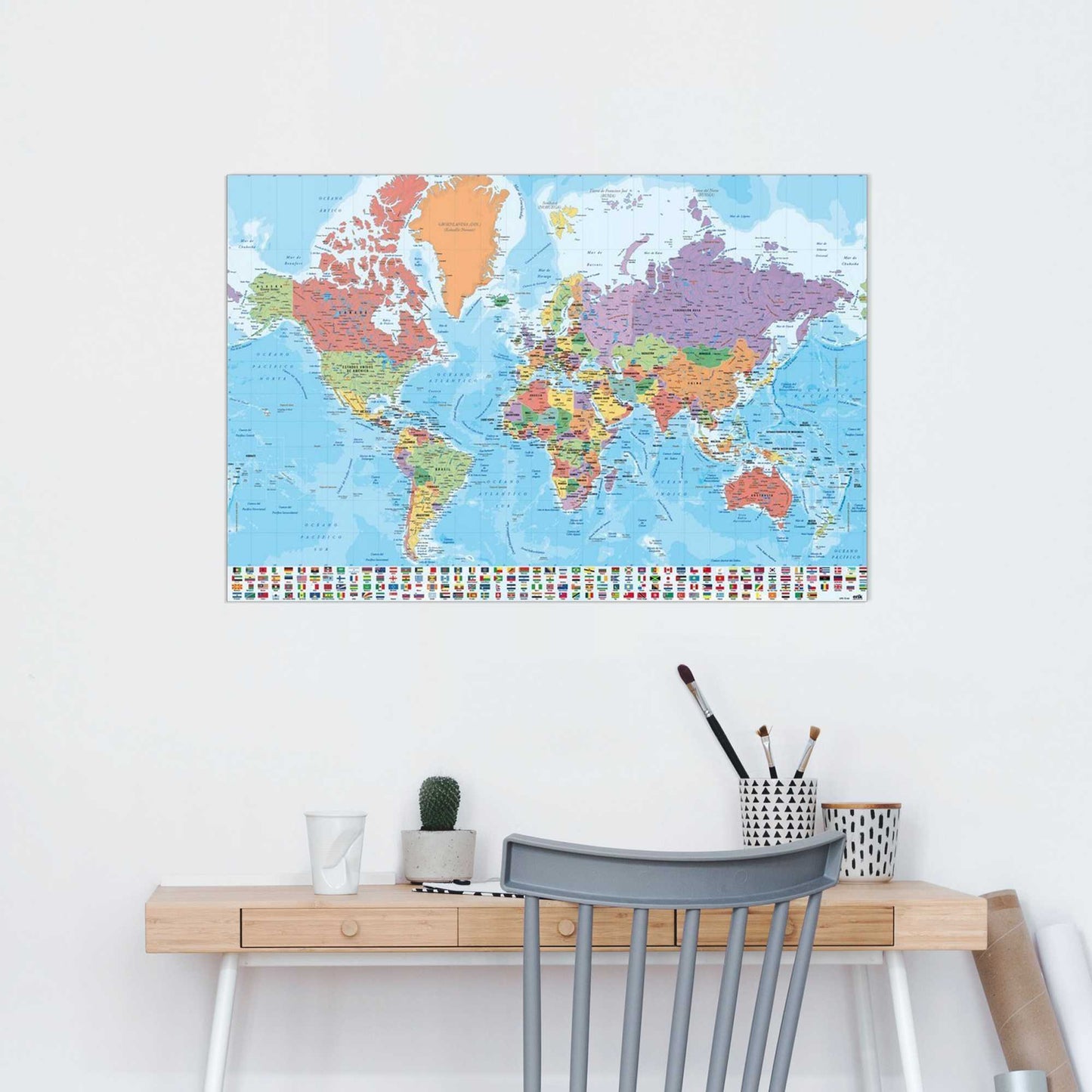 Wall Art Panel World map in Spanisch 60x90