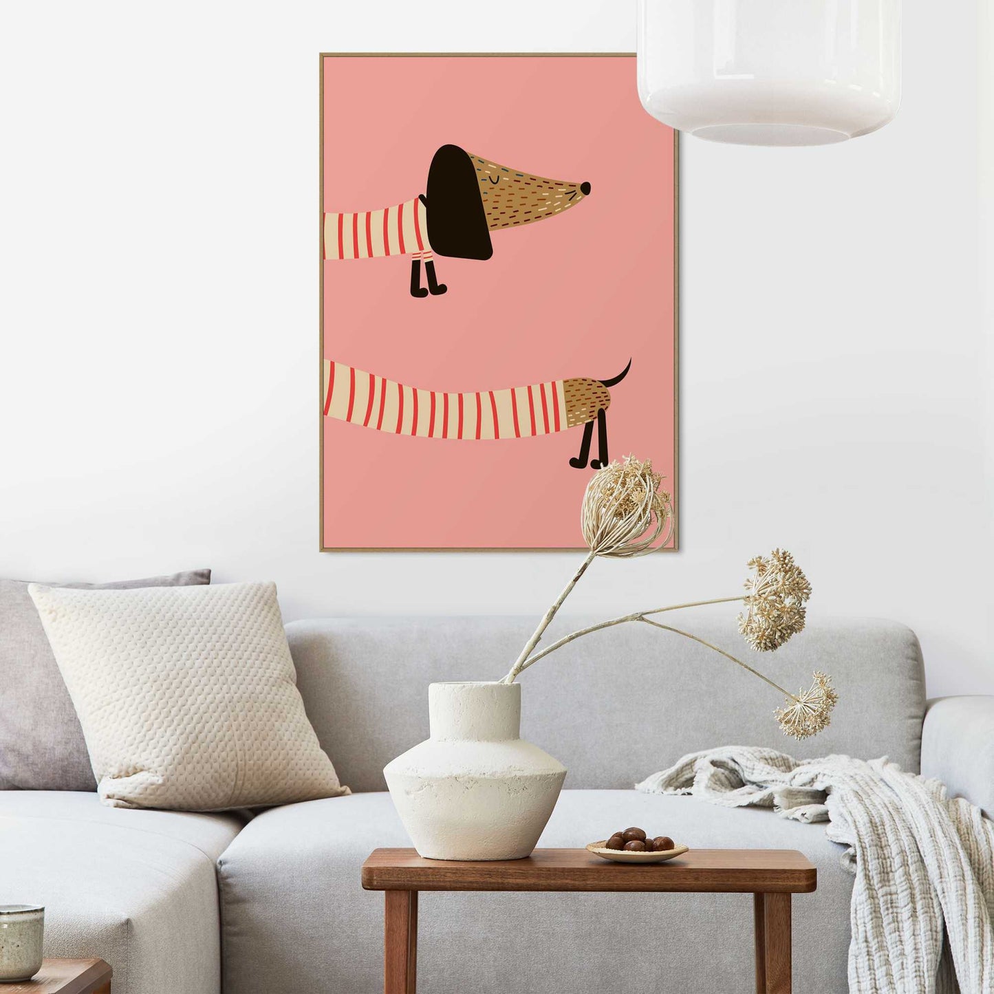 Framed Poster Endless dachshund - pink 70x50