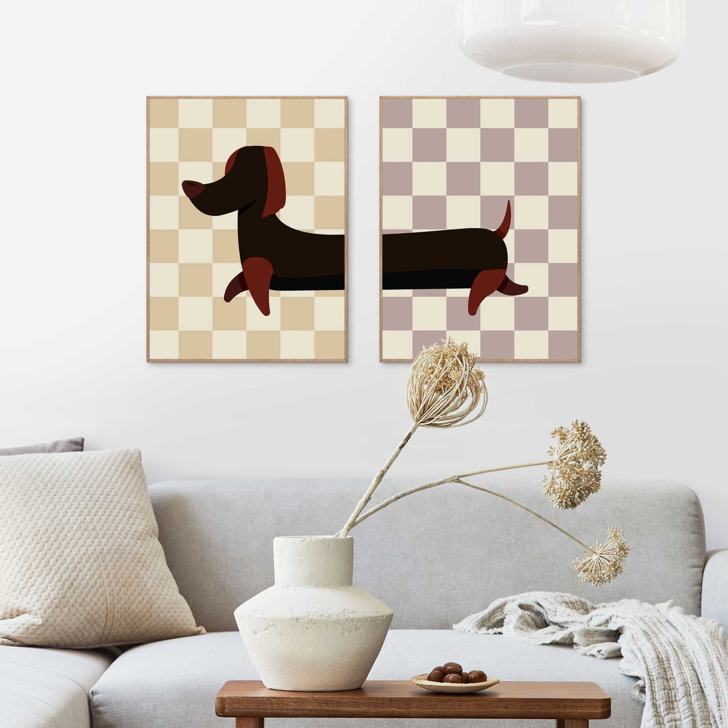 Framed Poster Double dachshund 40x30