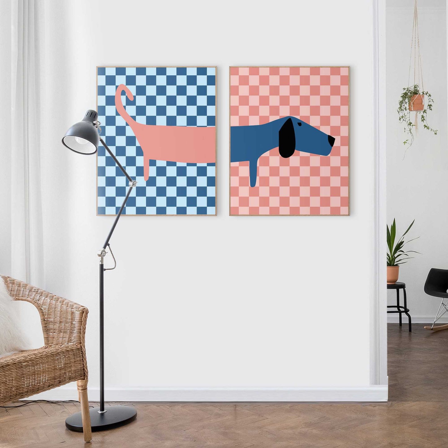 Framed Poster Funky split dachshund 50x40
