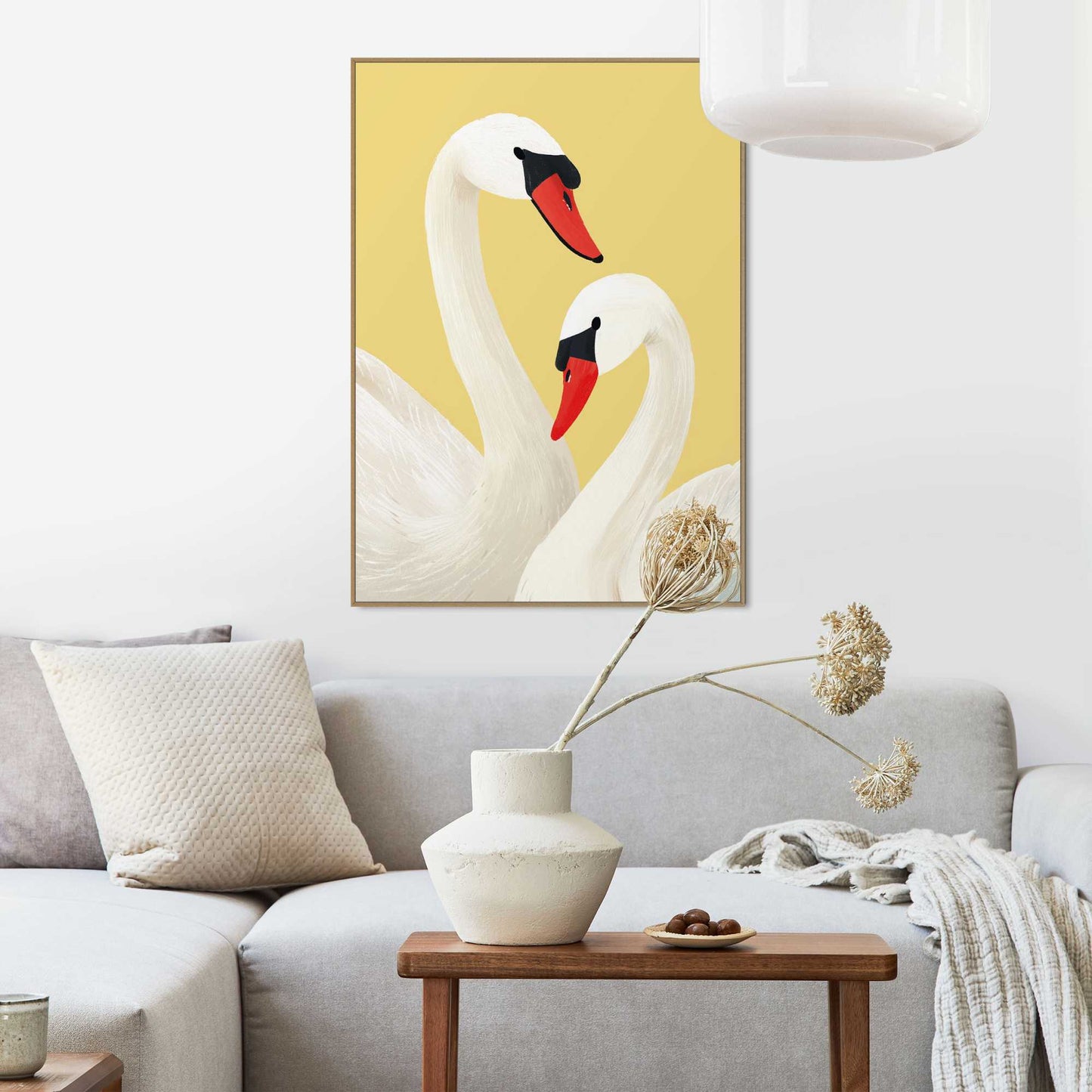 Framed Poster Swan couple 70x50