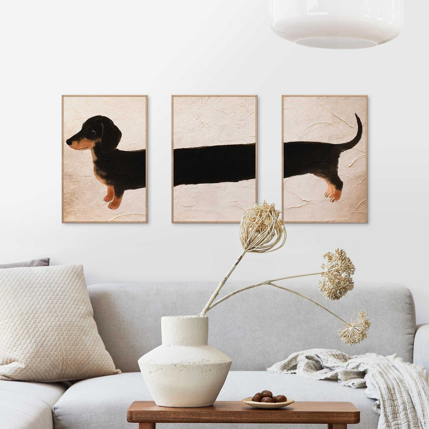 Framed Poster Triple trouble dachshund 30x20