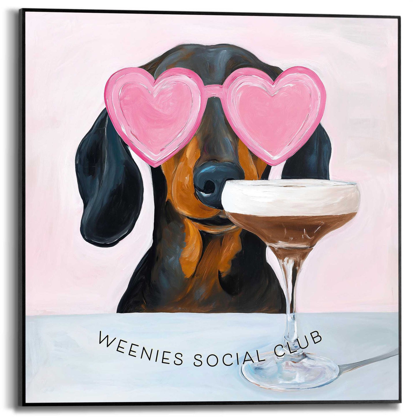 Framed Poster Dachshund espresso martini 50x50