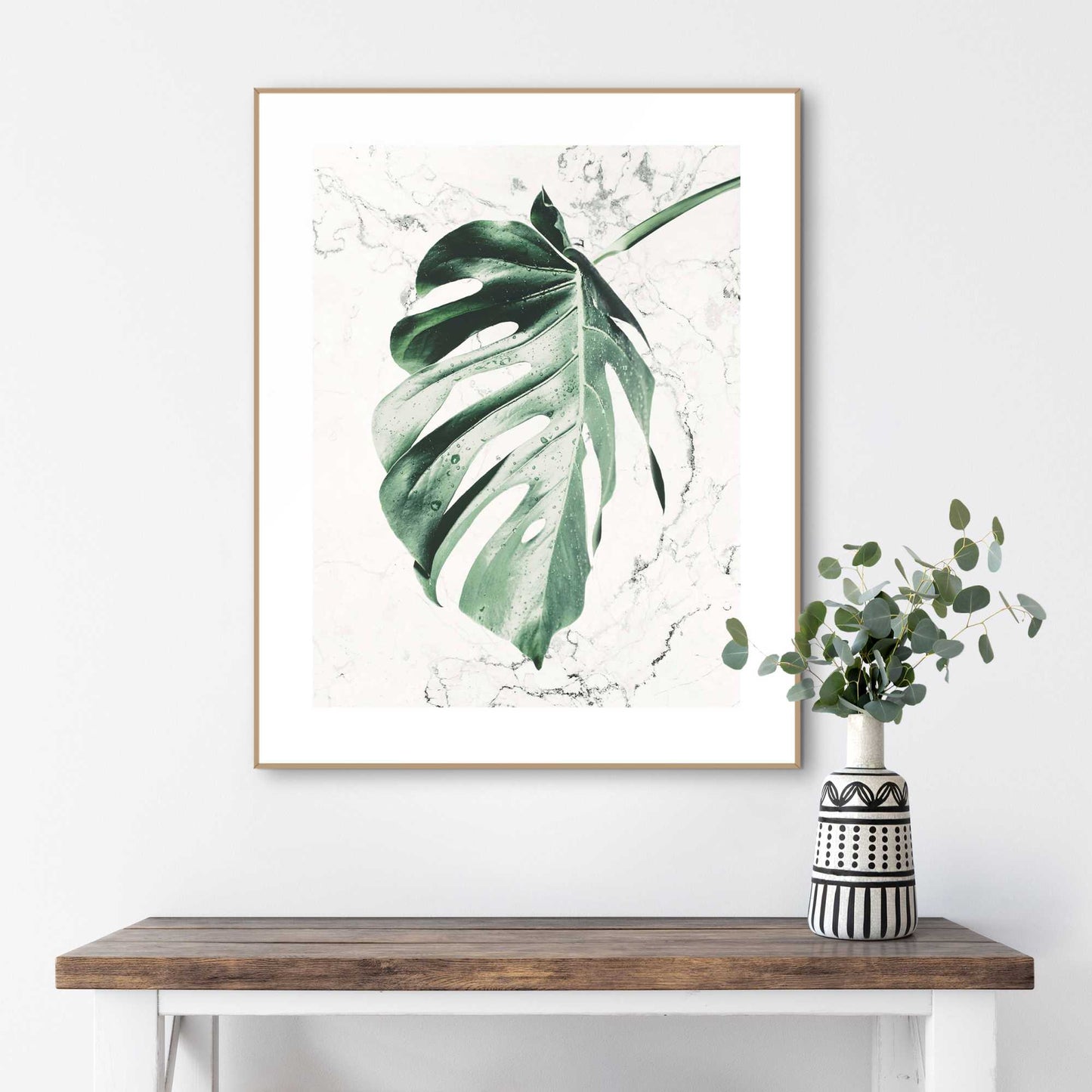 Framed in Wood Wet Leaf