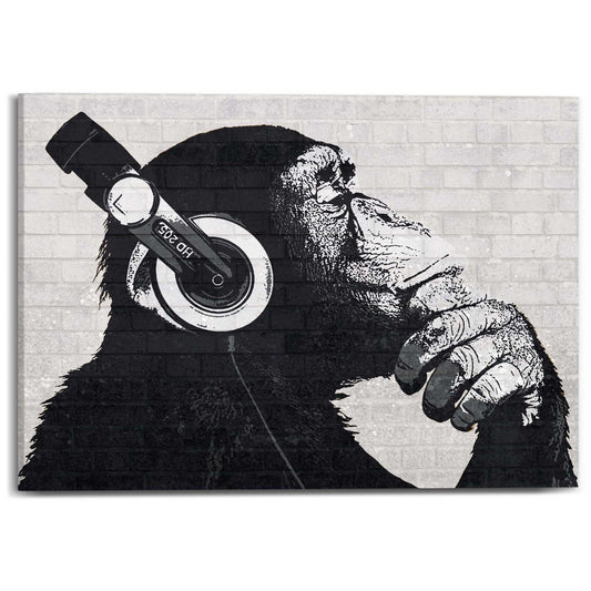 Canvas Headphone Chimp - Wall