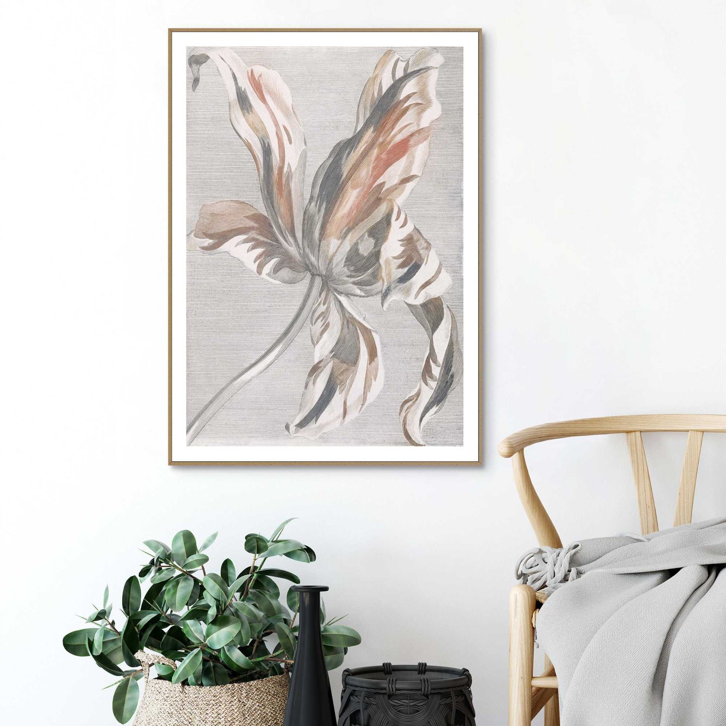 Framed in Wood Painted Tulip