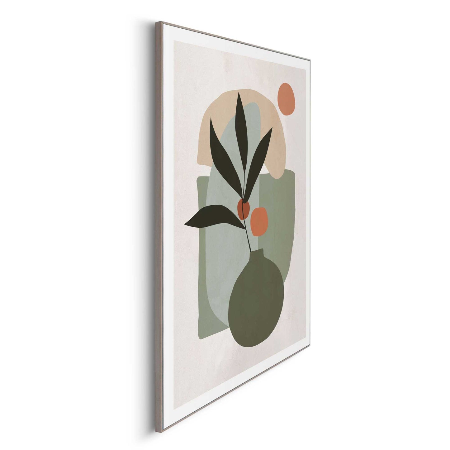 Framed in Wood Vase and Leafs