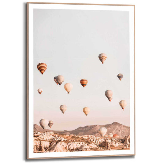 Framed in Wood Hot Air Balloons