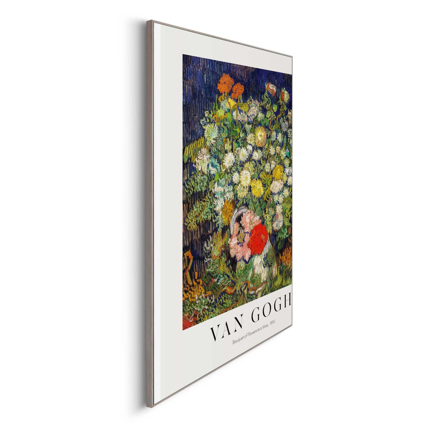 Framed in Wood Bouquet of flowers in a vase 70x50