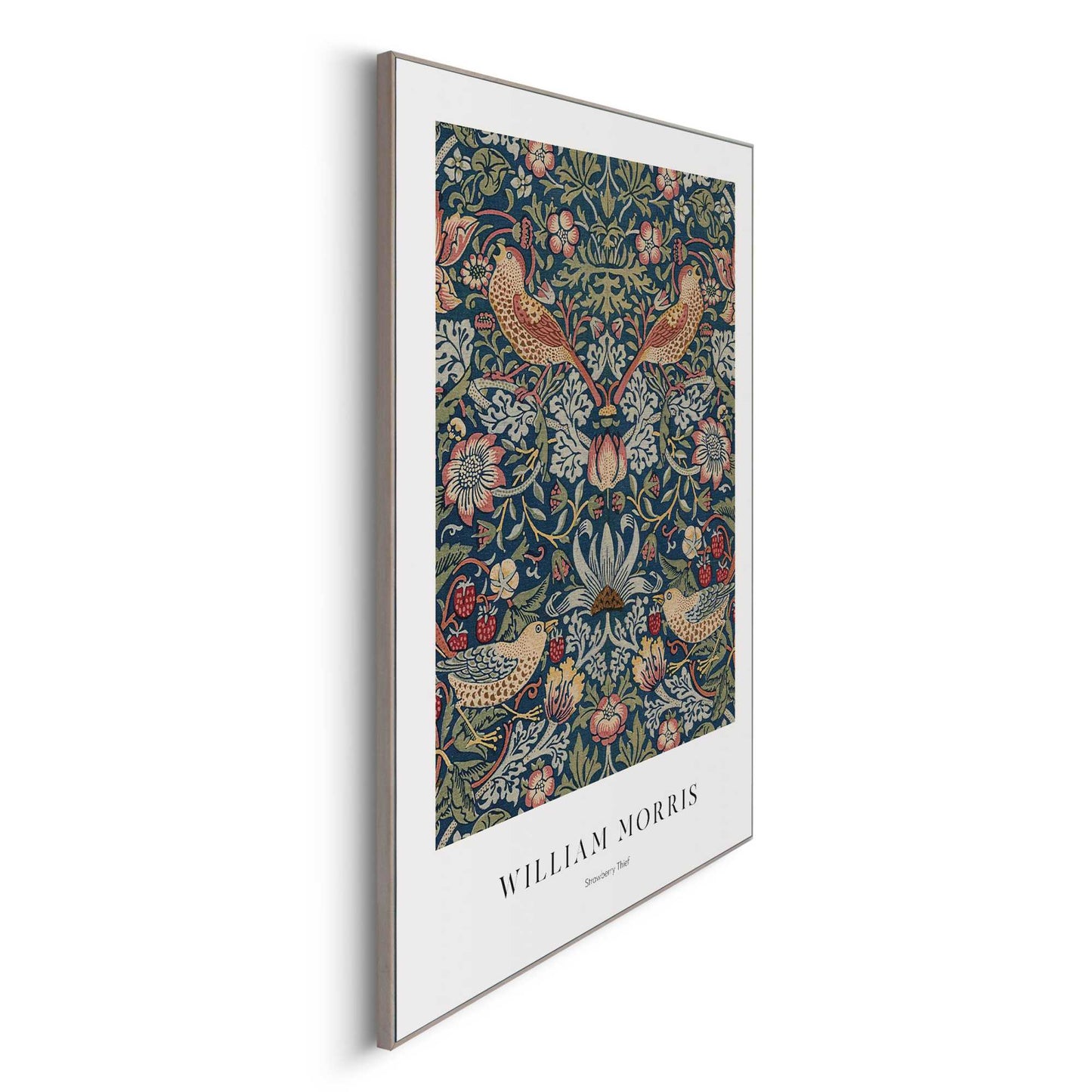 Framed in Wood William Morris - strawberry thief 70x50