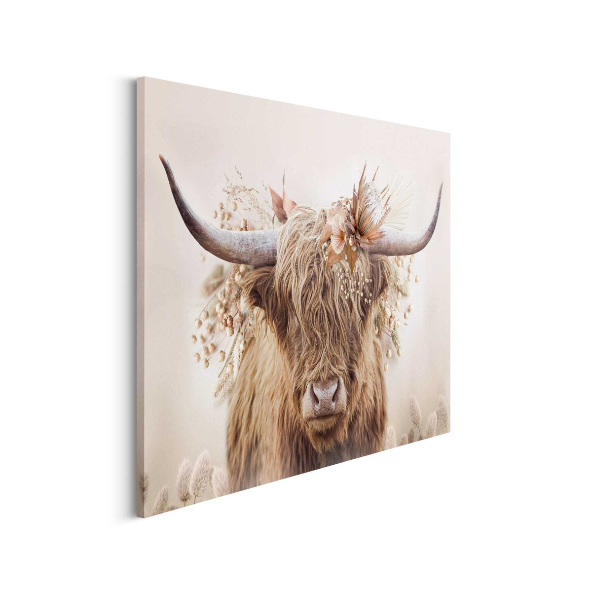 Canvas Highlander in flowers 50x70