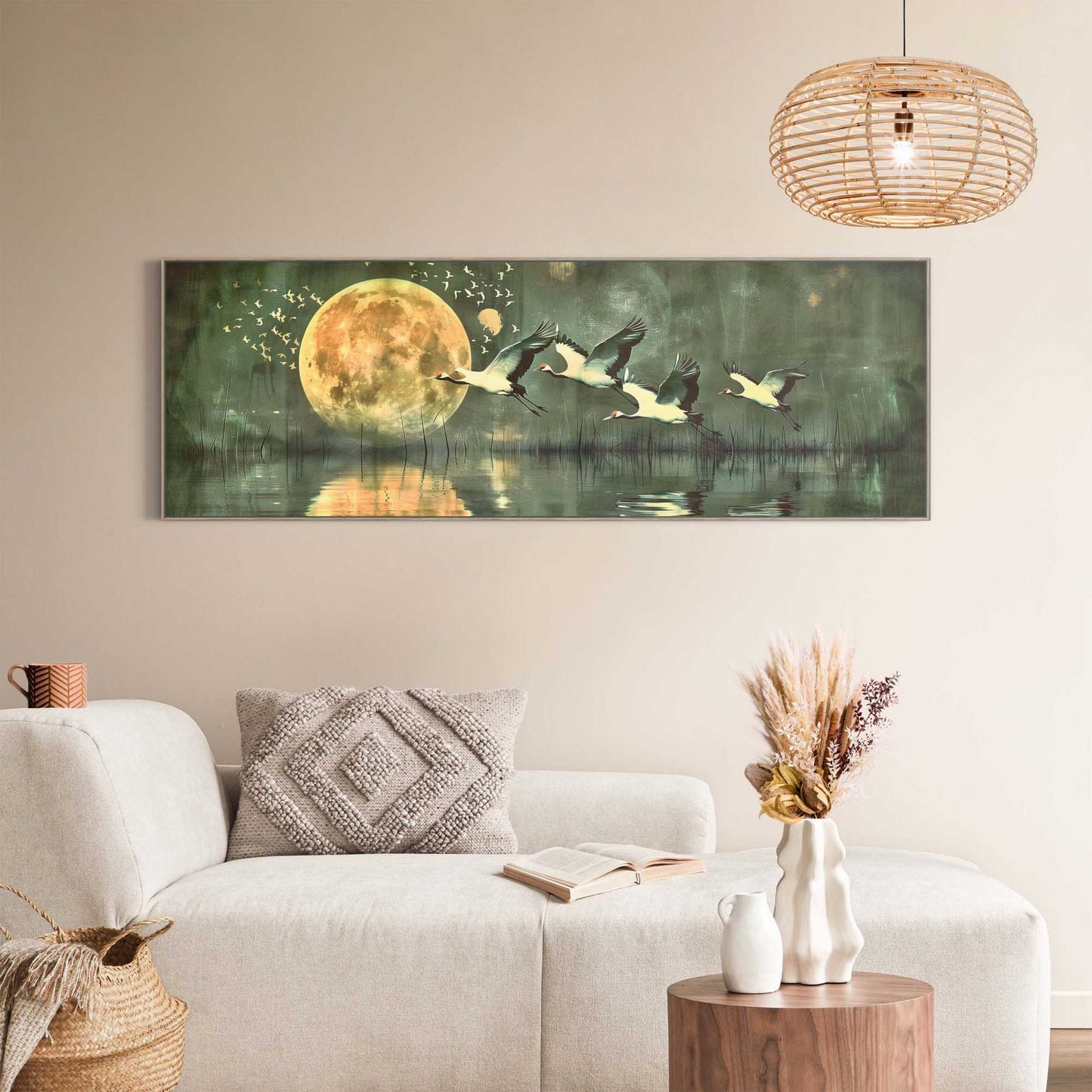 Canvas Cranes in the Evening 40x120