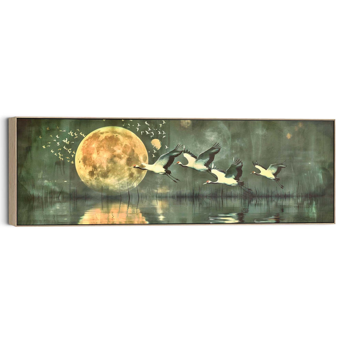 Canvas Cranes in the Evening 40x120
