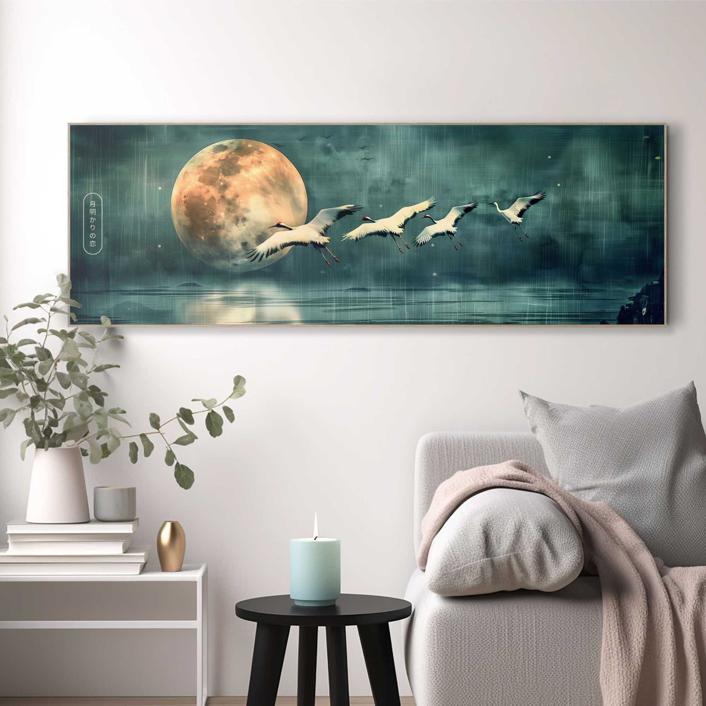 Wall Art Panel Cranes at Night 40x120