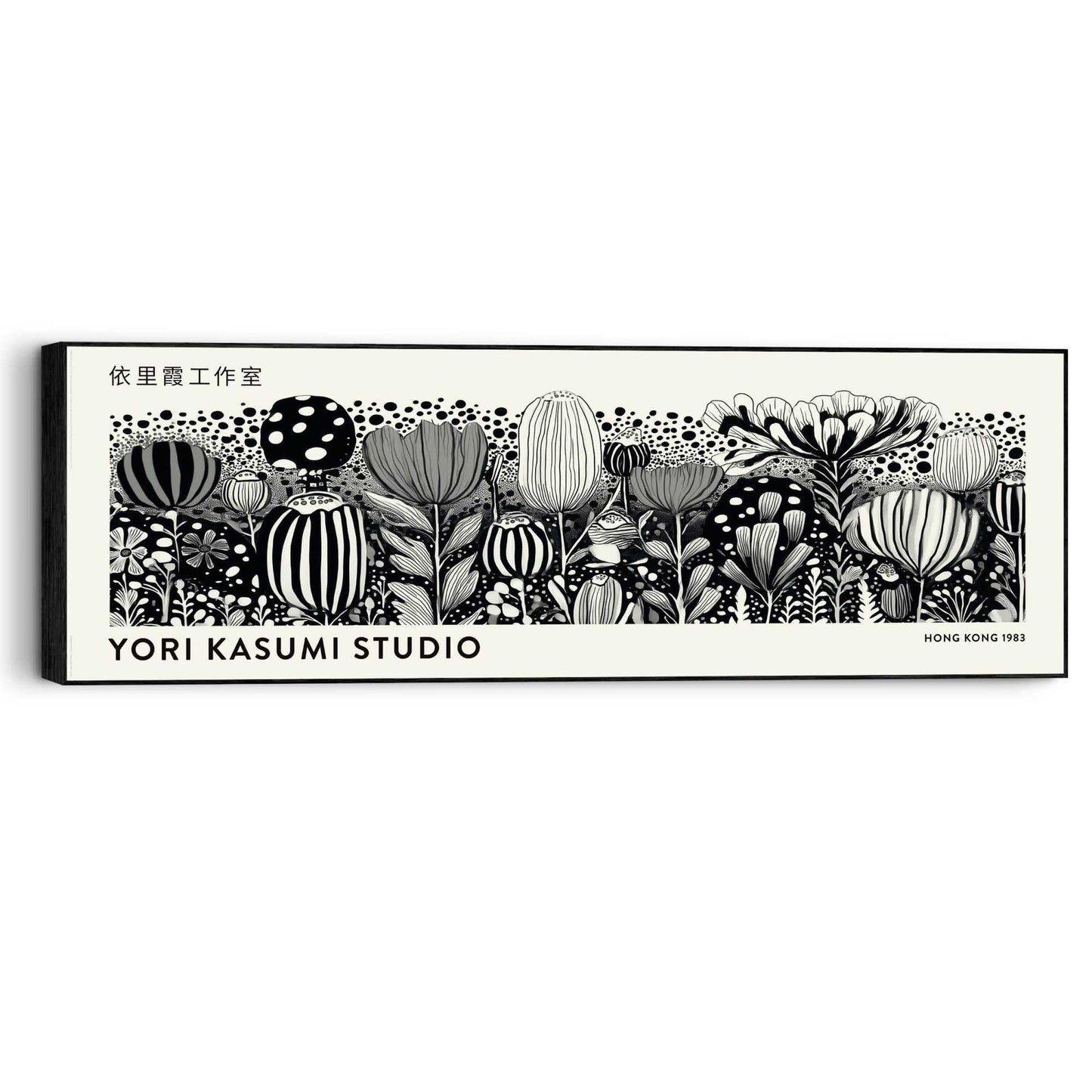 Wall Art Panel Yori Kasumi Studio - black and white flowers 30x90
