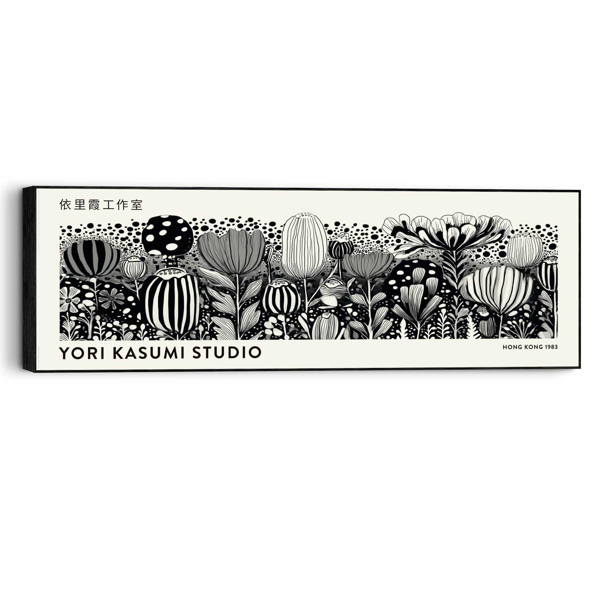 Wall Art Panel Yori Kasumi Studio - black and white flowers 30x90
