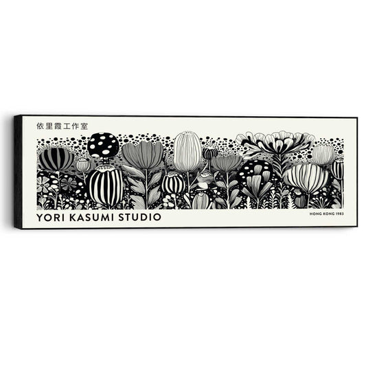 Wall Art Panel Yori Kasumi Studio - black and white flowers 30x90