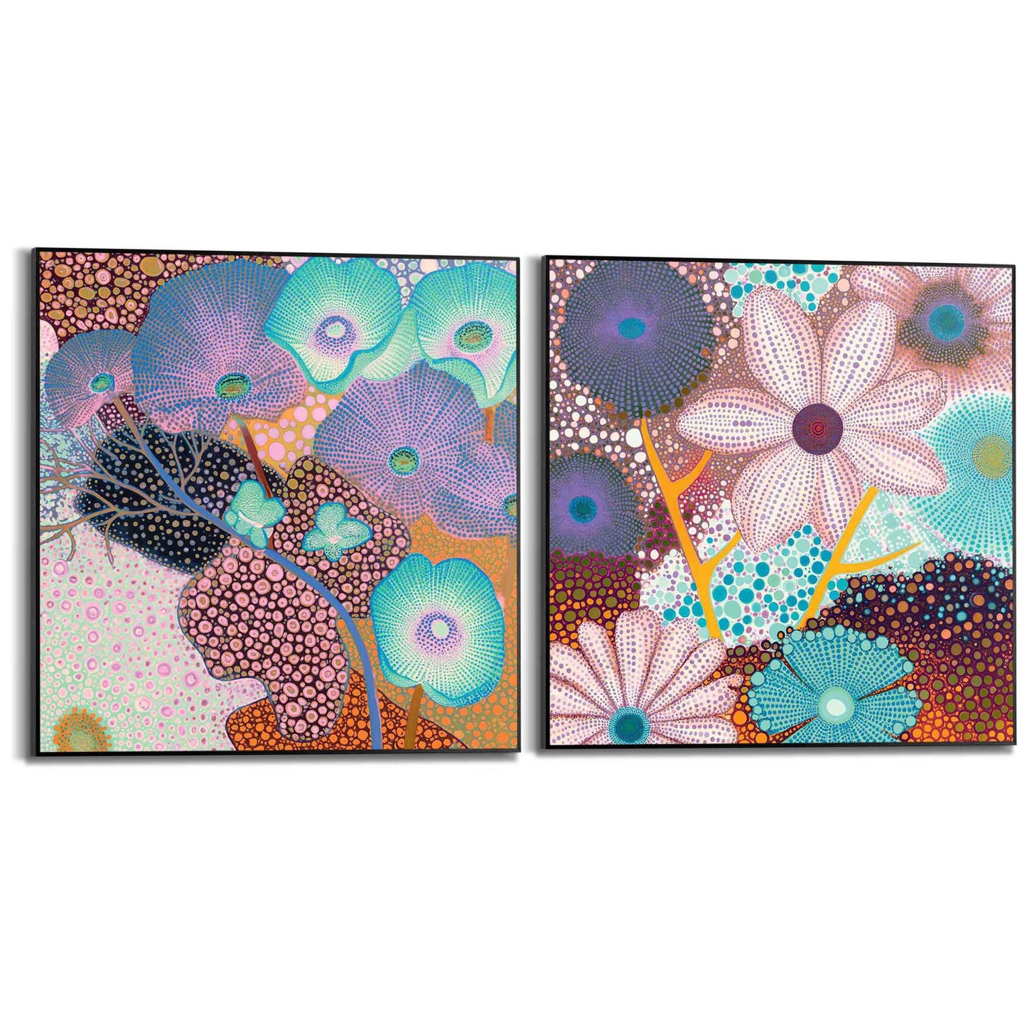 Framed Poster Retro Flowery 50x50